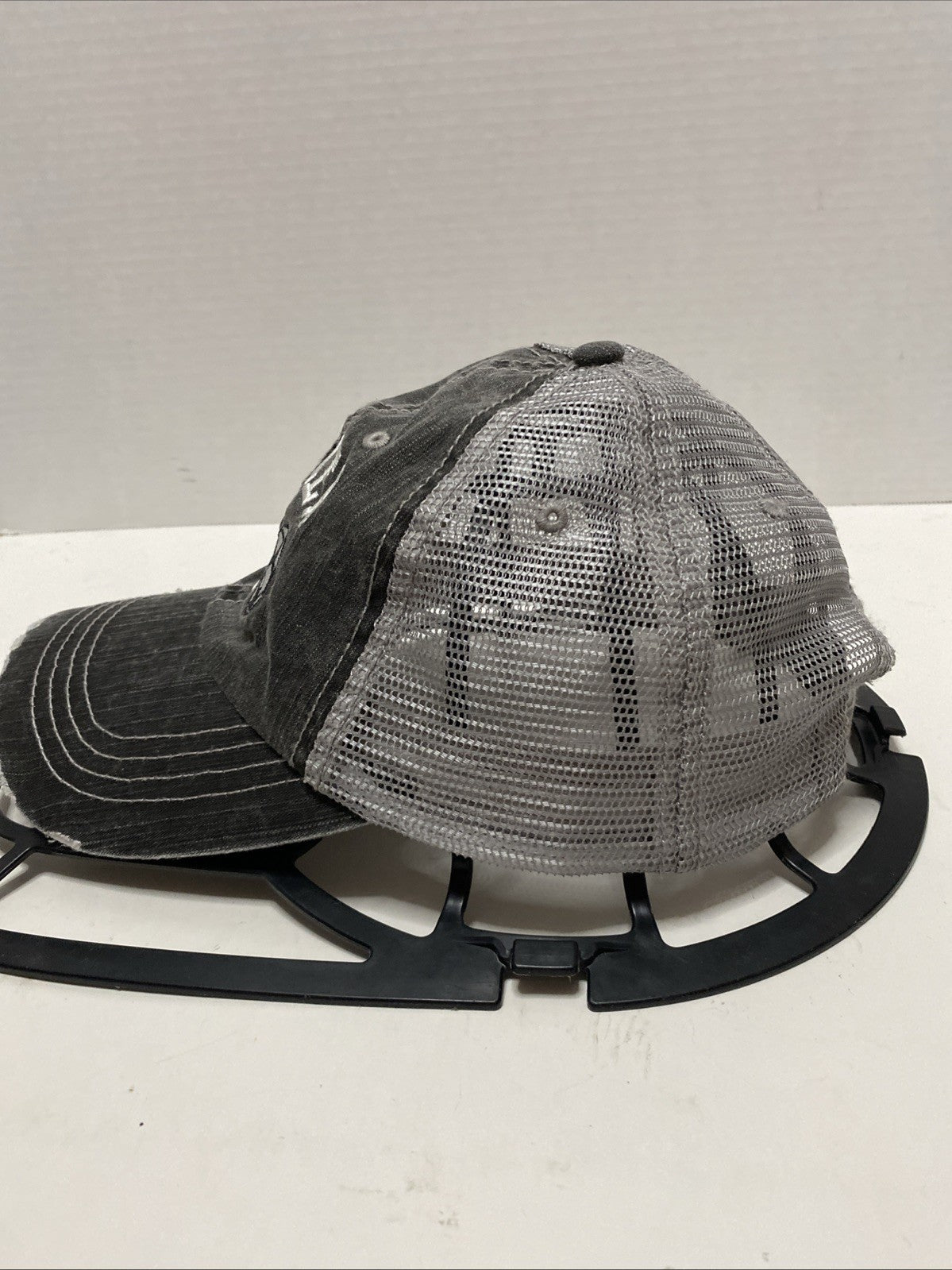Soccer LifeTrucker Cap Black Distressed Embroidered Mesh Adjustable