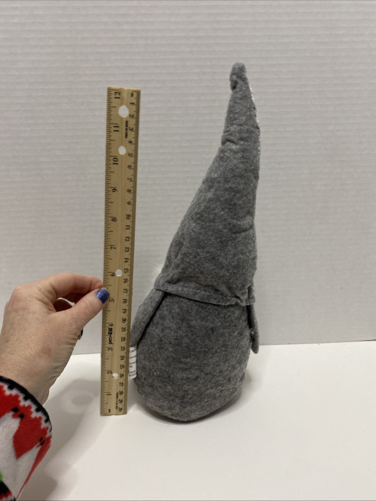 Christmas 14” Gnome Grey/White Weighted Base