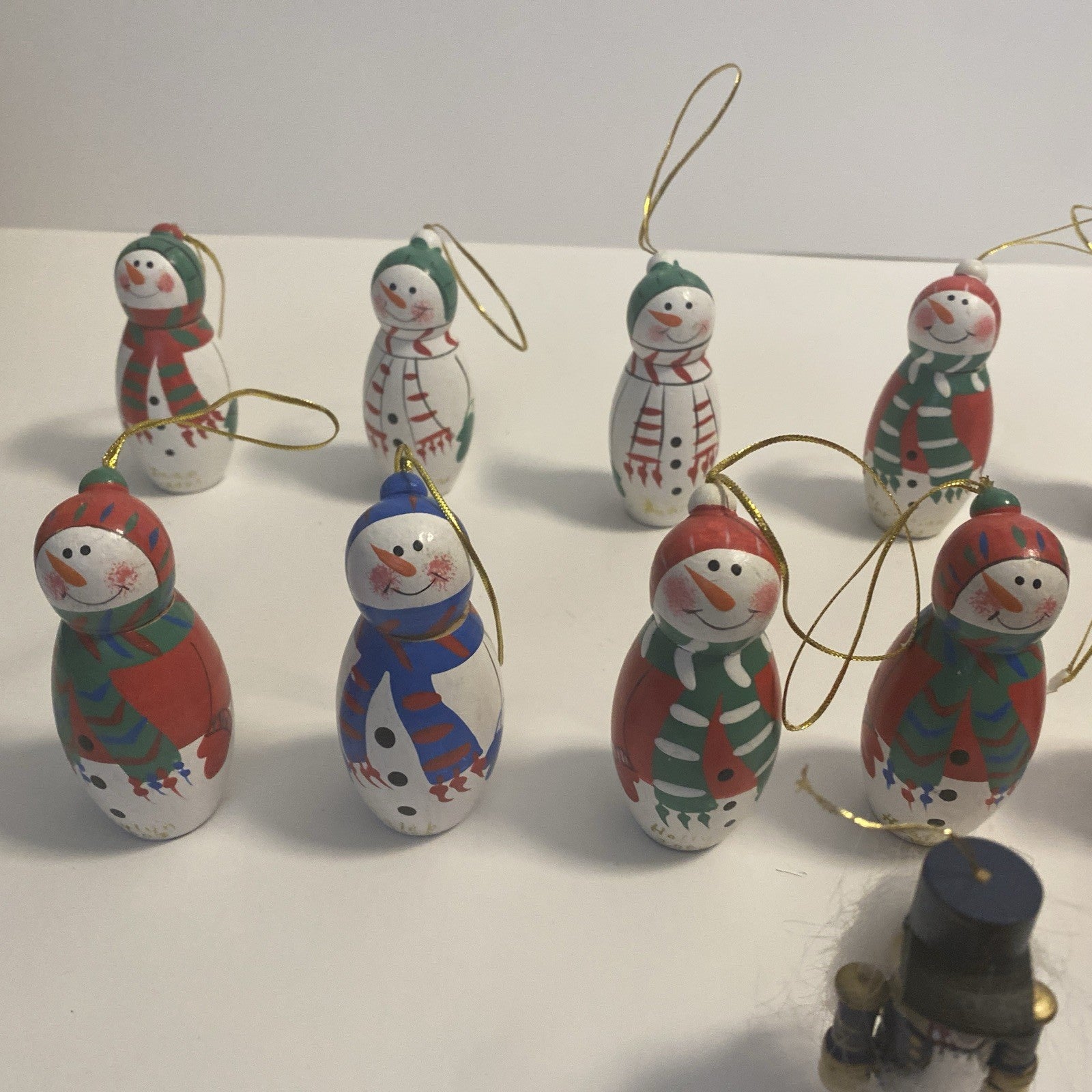Lot of 12 Wooden Christmas Ornaments And 1 Nut Cracker