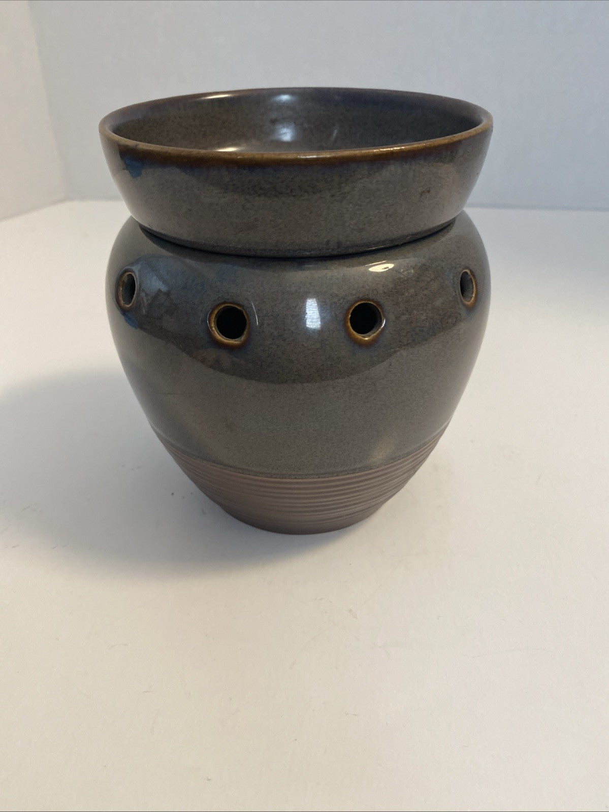 Scentsy Wax Warmer Limestone Pottery Crock Rustic EUC Genuine 