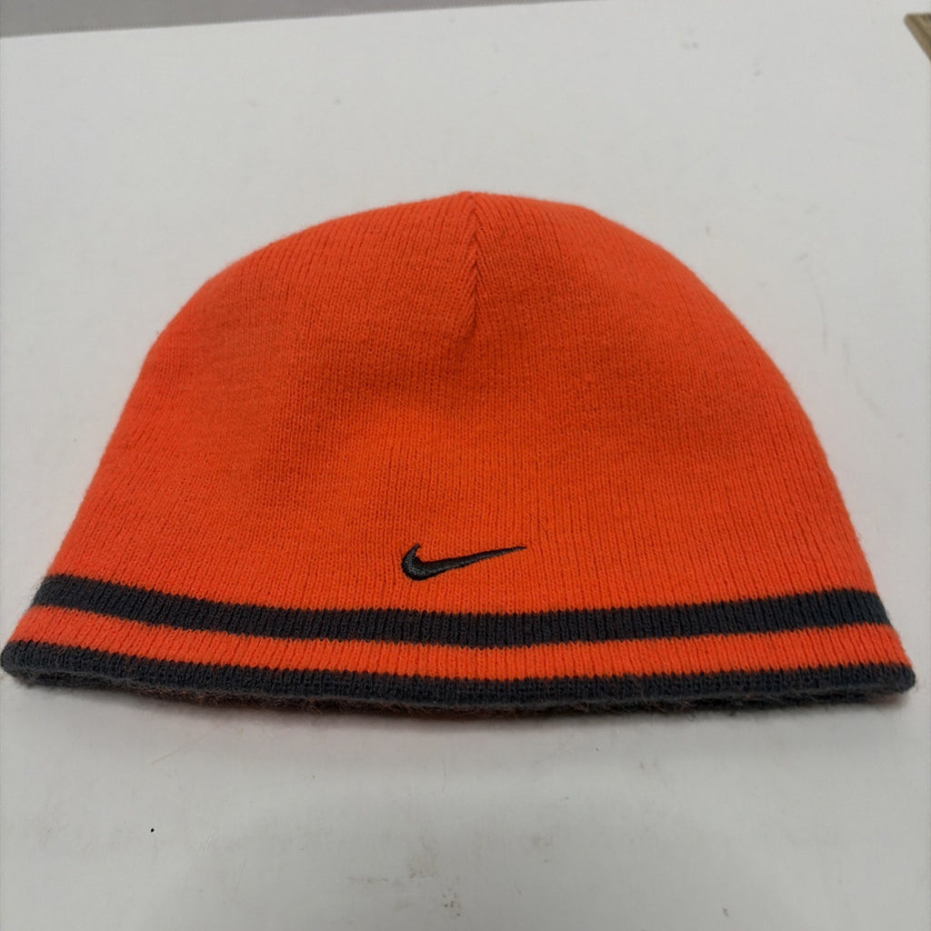 Nike Reversible Gray & Orange Knit Beanie Skull Cap Youth