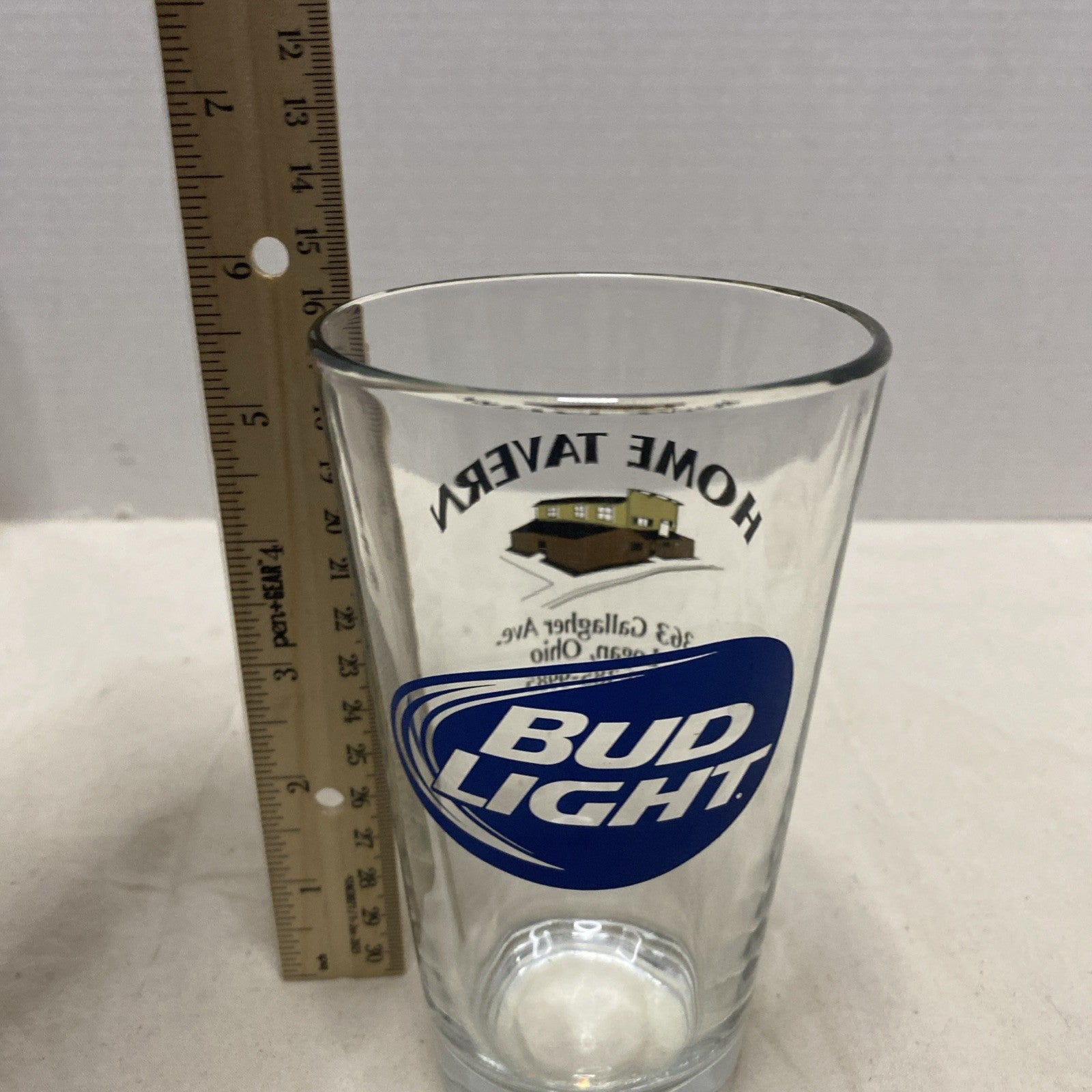 BUD LIGHT  BEER GLASS, HEAVY GLASS 6" TALL, 14 OZS