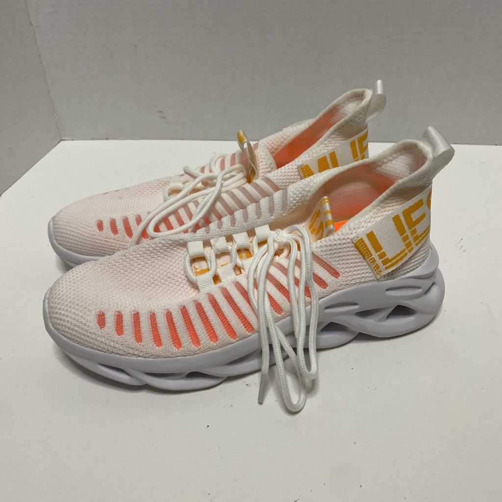 Womens Sports  Shoes Sz 8 Casual Sneakers Athletic Tennis Walking Gym White/oran