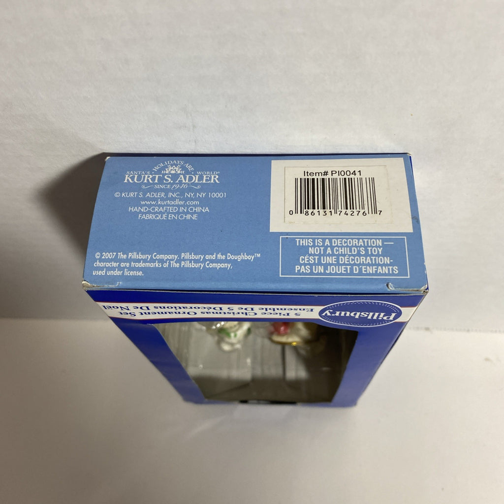 Set Of 5 Mini Pillsbury Doughboy Christmas Ornaments In Box Vintage