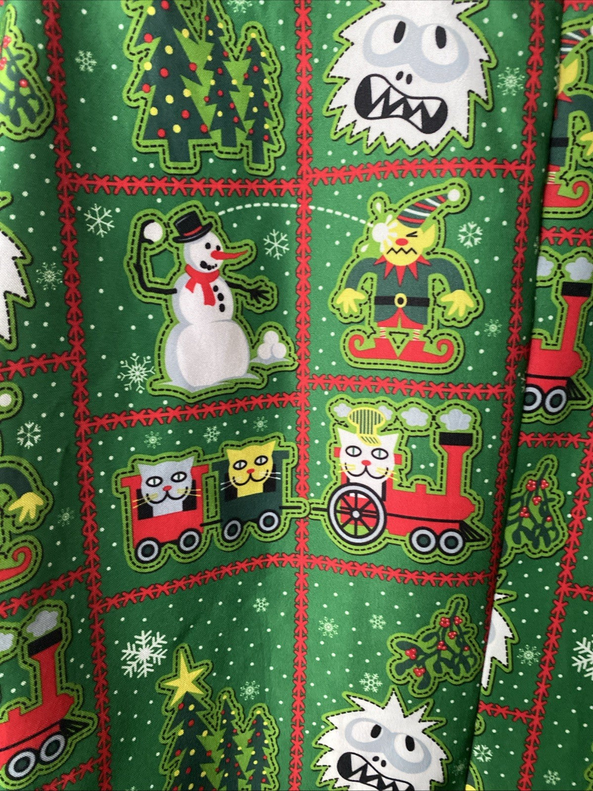 Men's Abominable Snowman Elf Cats Ugly Christmas Party Green Blazer Size XL