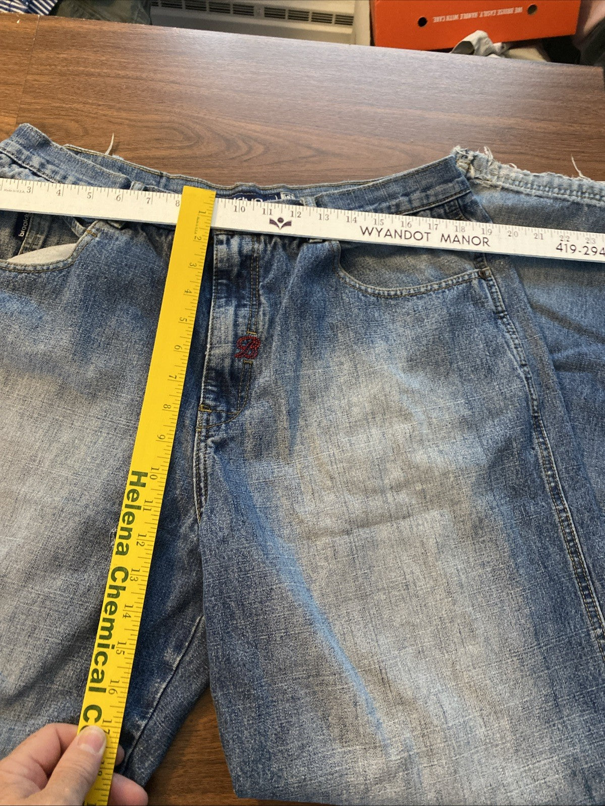 Brooklyn Express Jeans Men's 38x 34 Distressed Destroyed Blue Denim Skater