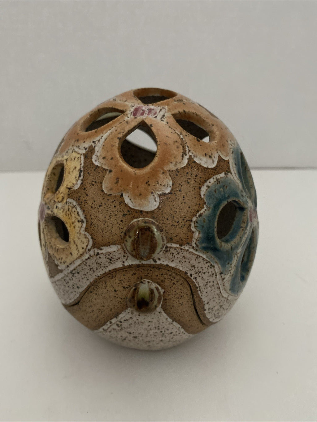 VTG Judy Brater Pottery Tea Light Candle Holder Fairy Light Lamp Lantern Ceramic