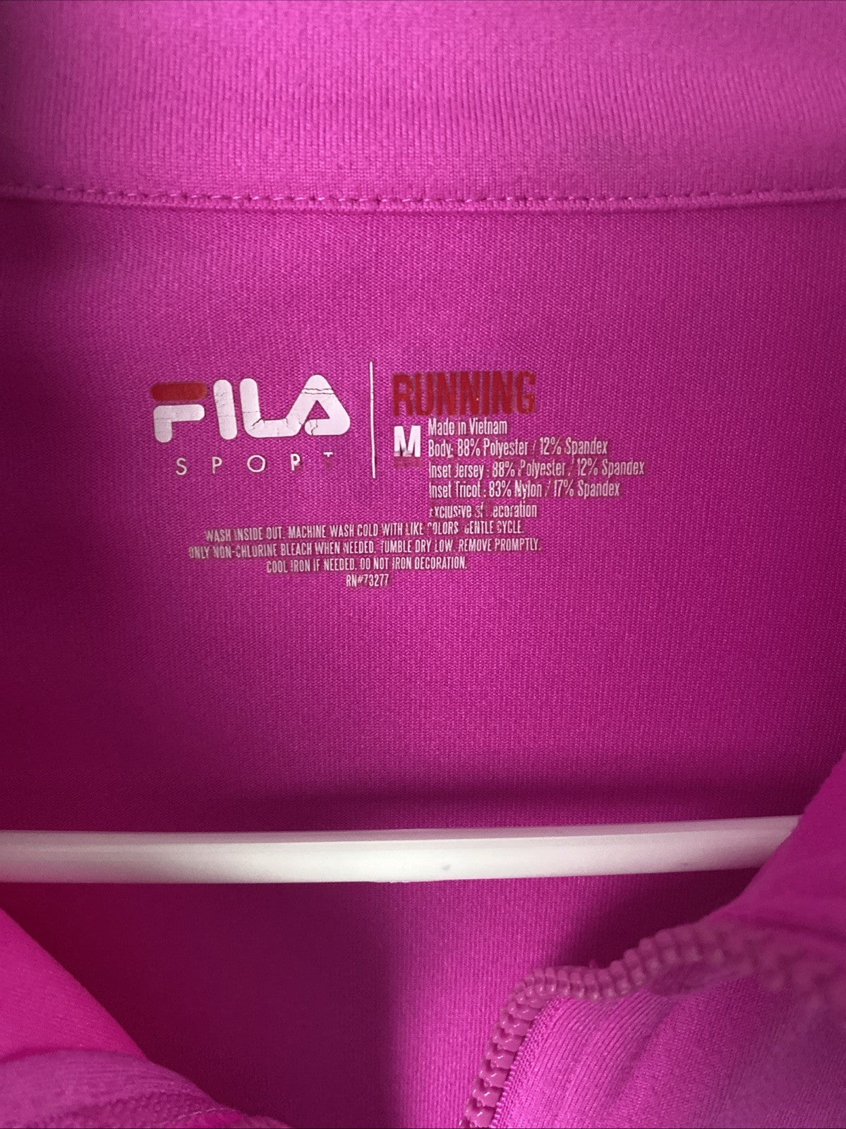 Fila Sport Full Zip Performance Hot Pink Black Long Sleeve Jacket Womens Size M