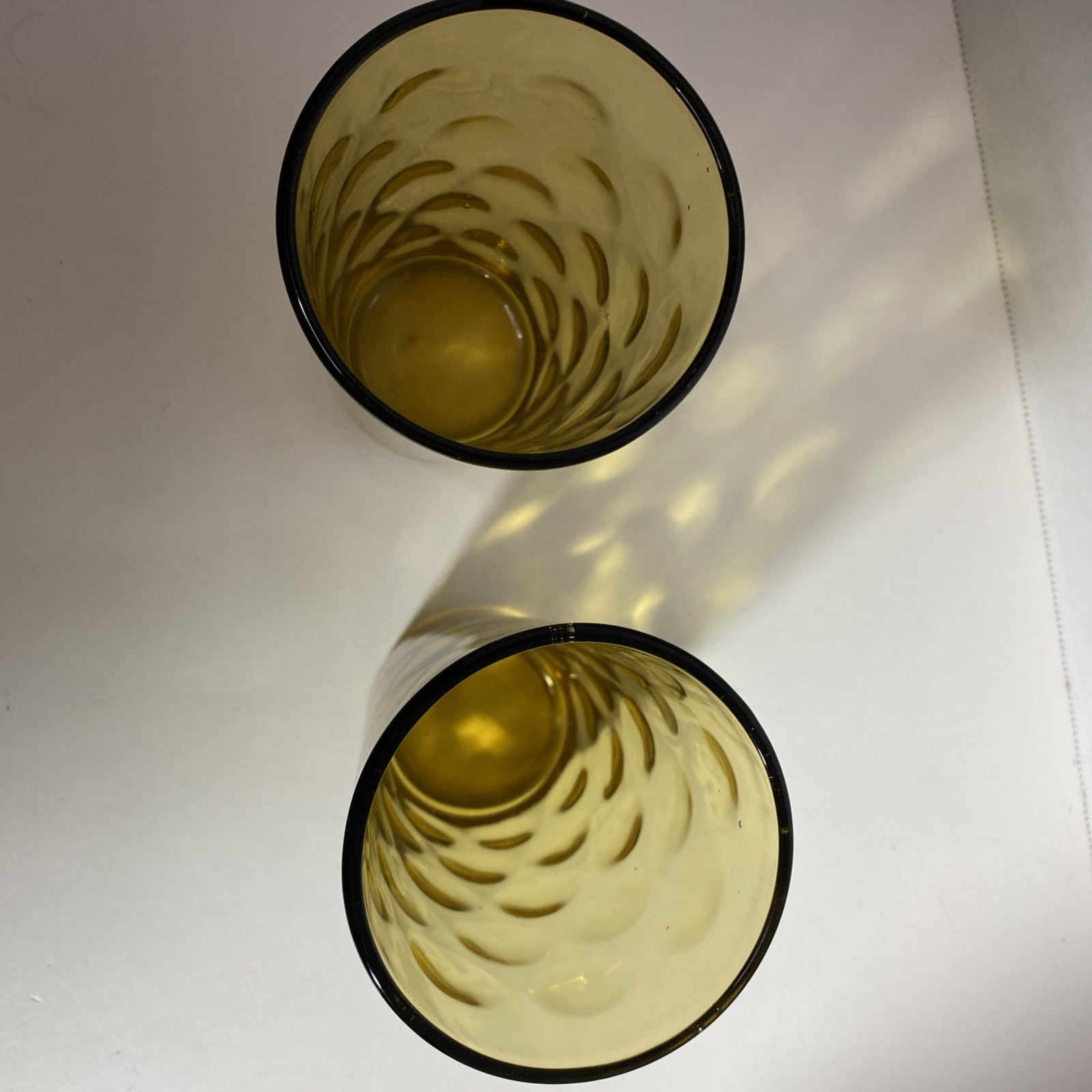 Hazel Atlas Dorado Bubble Drinking Glasses. Retro, Amber Colored, Set Of 2