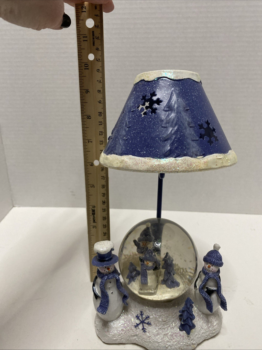 Snowman Snow globe 10” Tea light Candle Lamp