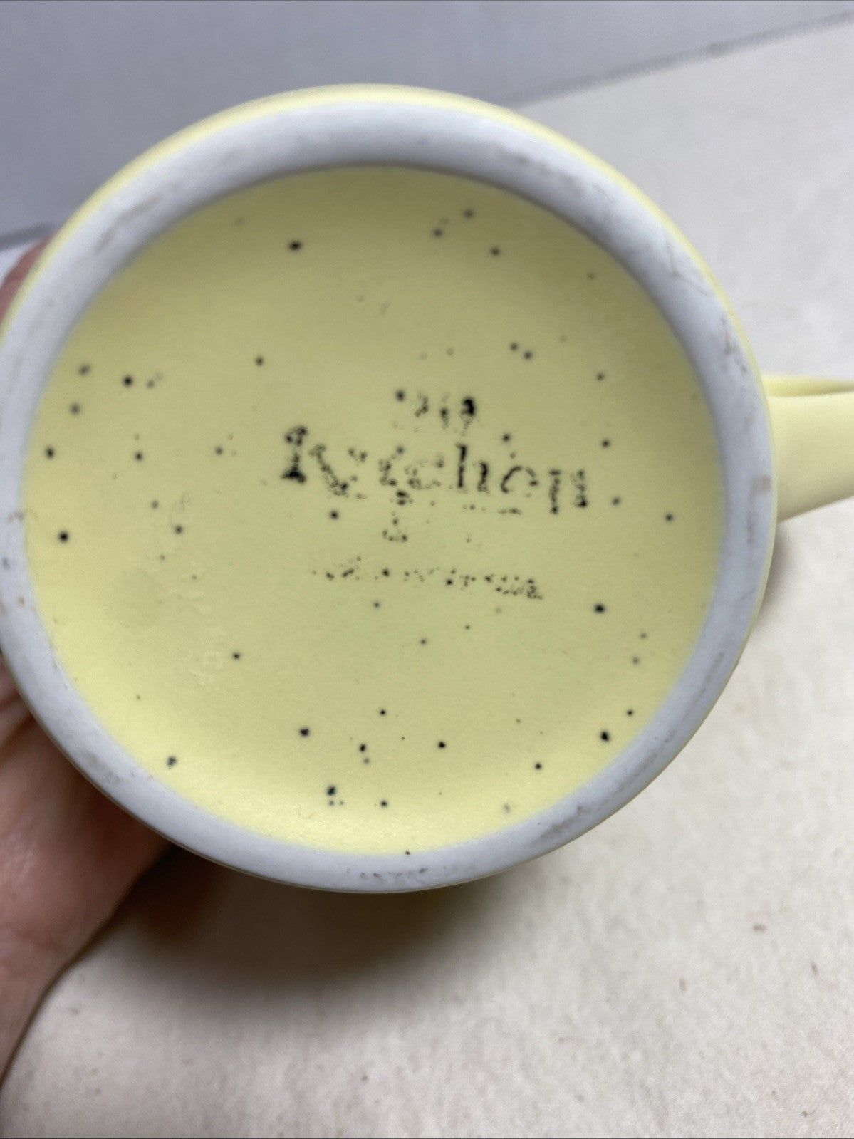 Ceramic Coffee Mug Cream And Black 10 Ounces Excellent Condition
