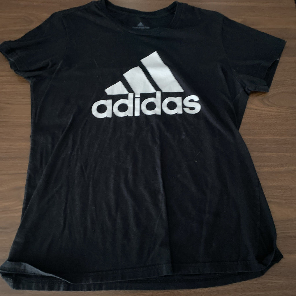 Adidas Shirt Men Large Black Graphic Short Sleeve  Free Shipping