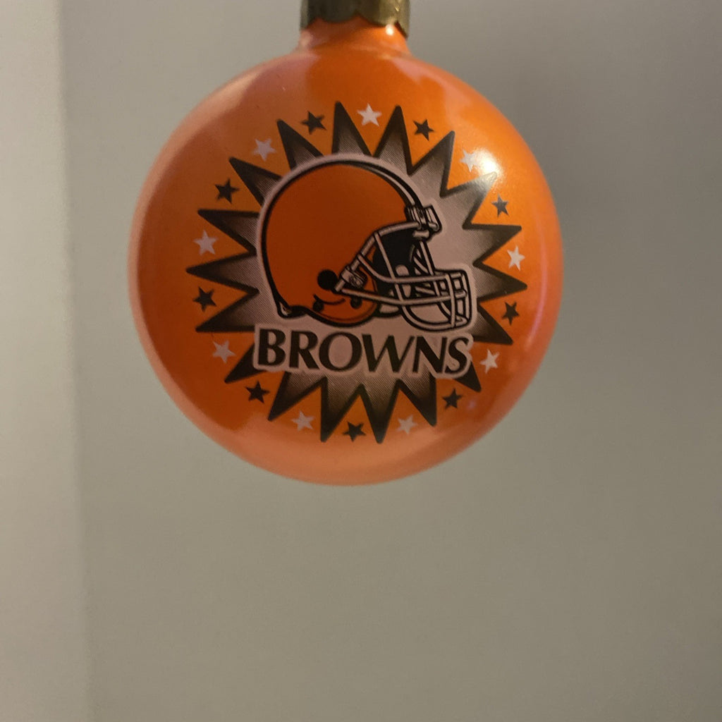 NFL Cleveland Browns Round Glass Hanging Christmas Ornament
