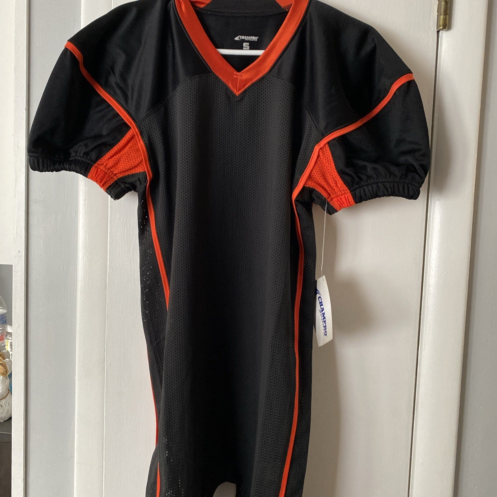 Champ pro sports small black and orange jersey elastic shorts