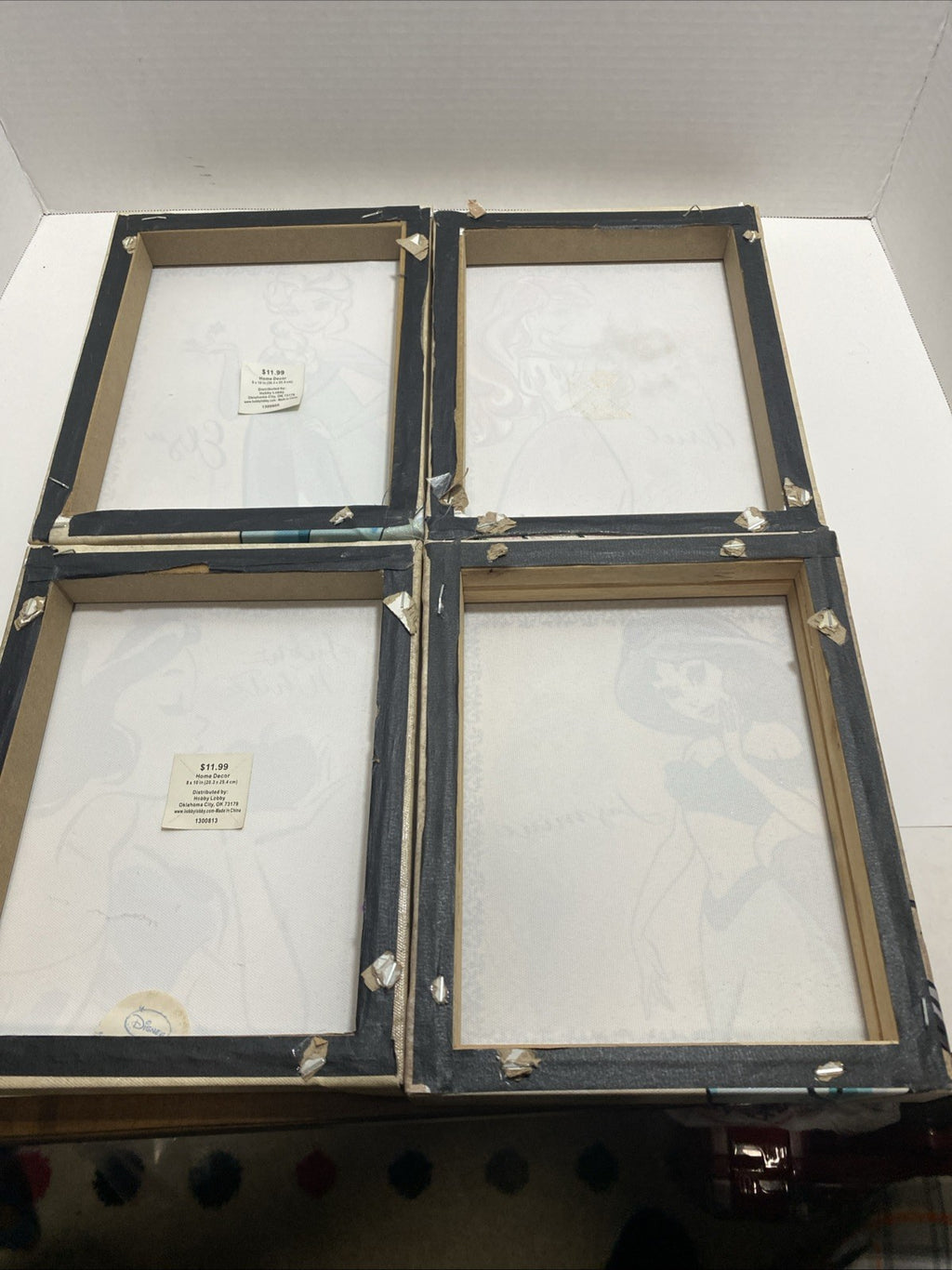 SET OF 4 DISNEY PRINCESS PICTURES  8" X 10" SNOW WHITE ARIEL ELSA JASMINE