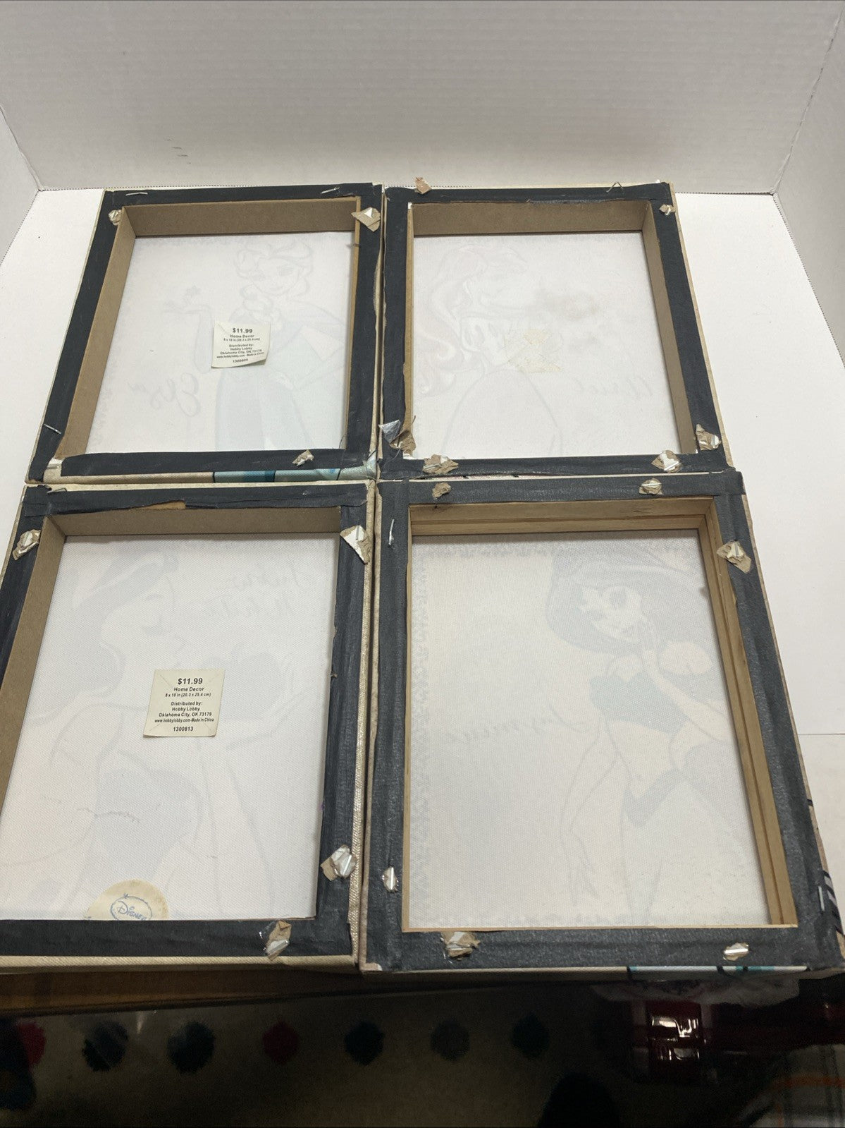 SET OF 4 DISNEY PRINCESS PICTURES  8" X 10" SNOW WHITE ARIEL ELSA JASMINE