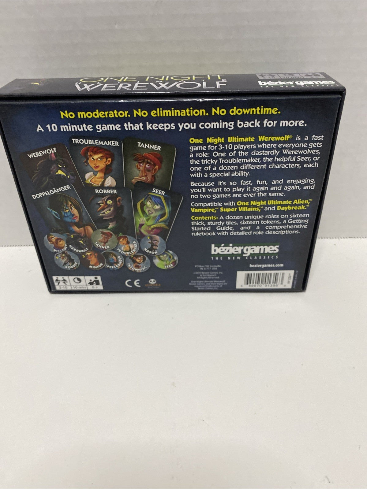 One Night Ultimate Werewolf Bezier Games Classics Tiles Tokens Roles