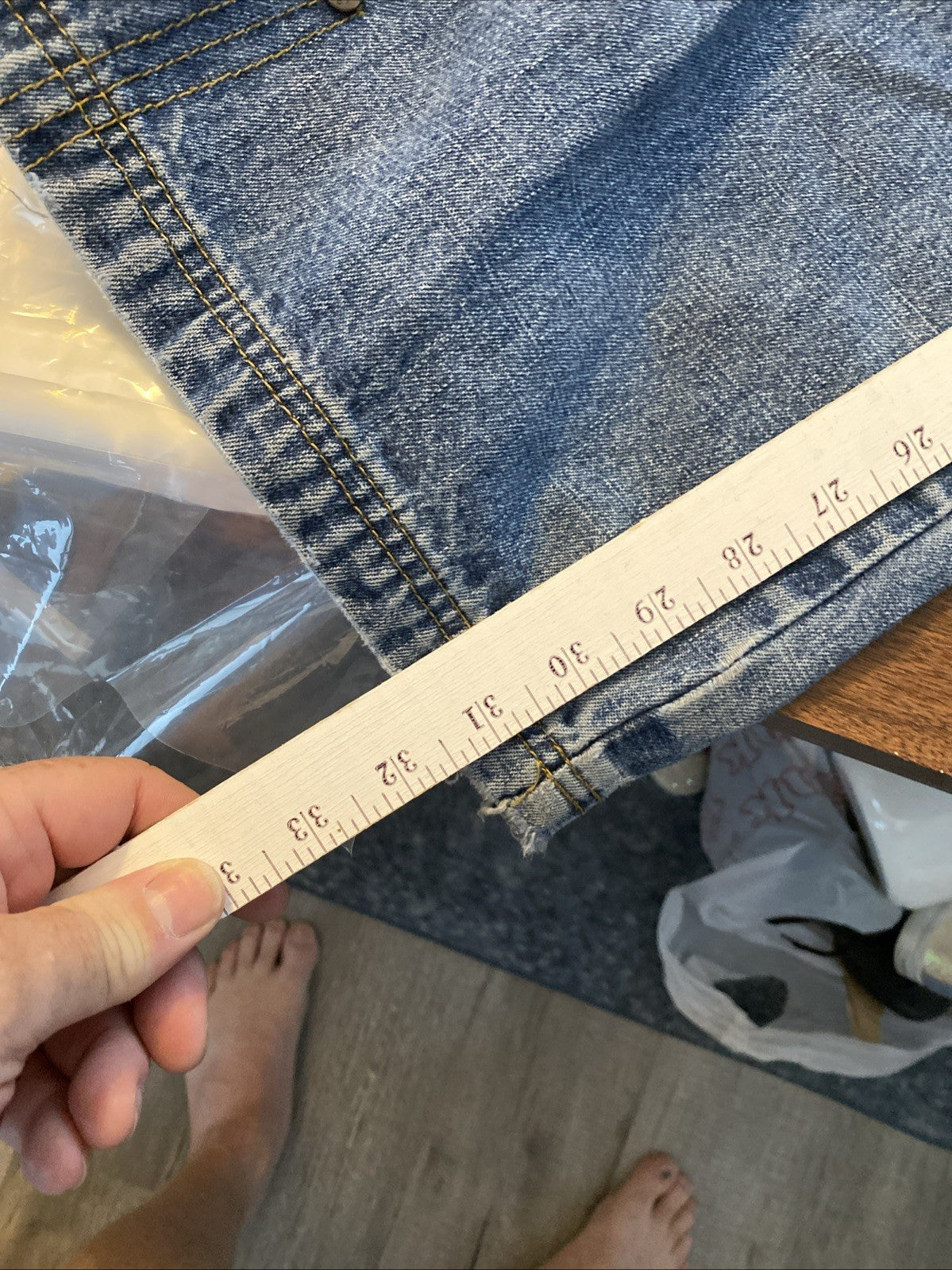 Brooklyn Express Jeans Men's 38x 34 Distressed Destroyed Blue Denim Skater