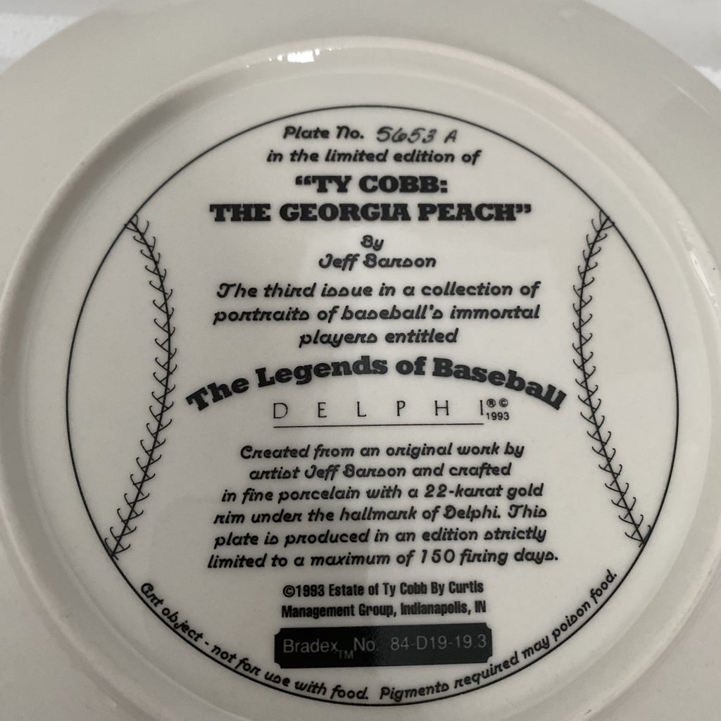 Ty Cobb THE GEORGIA PEACH The Legends of Baseball Collectors Plate 1993