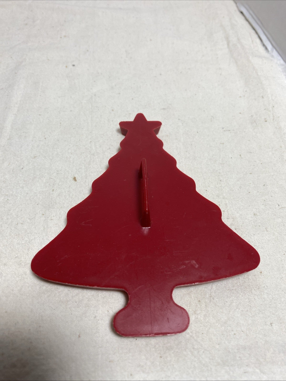 Tupperware Christmas Tree Cookie Cutter 4.5” Red Plastic With Handle