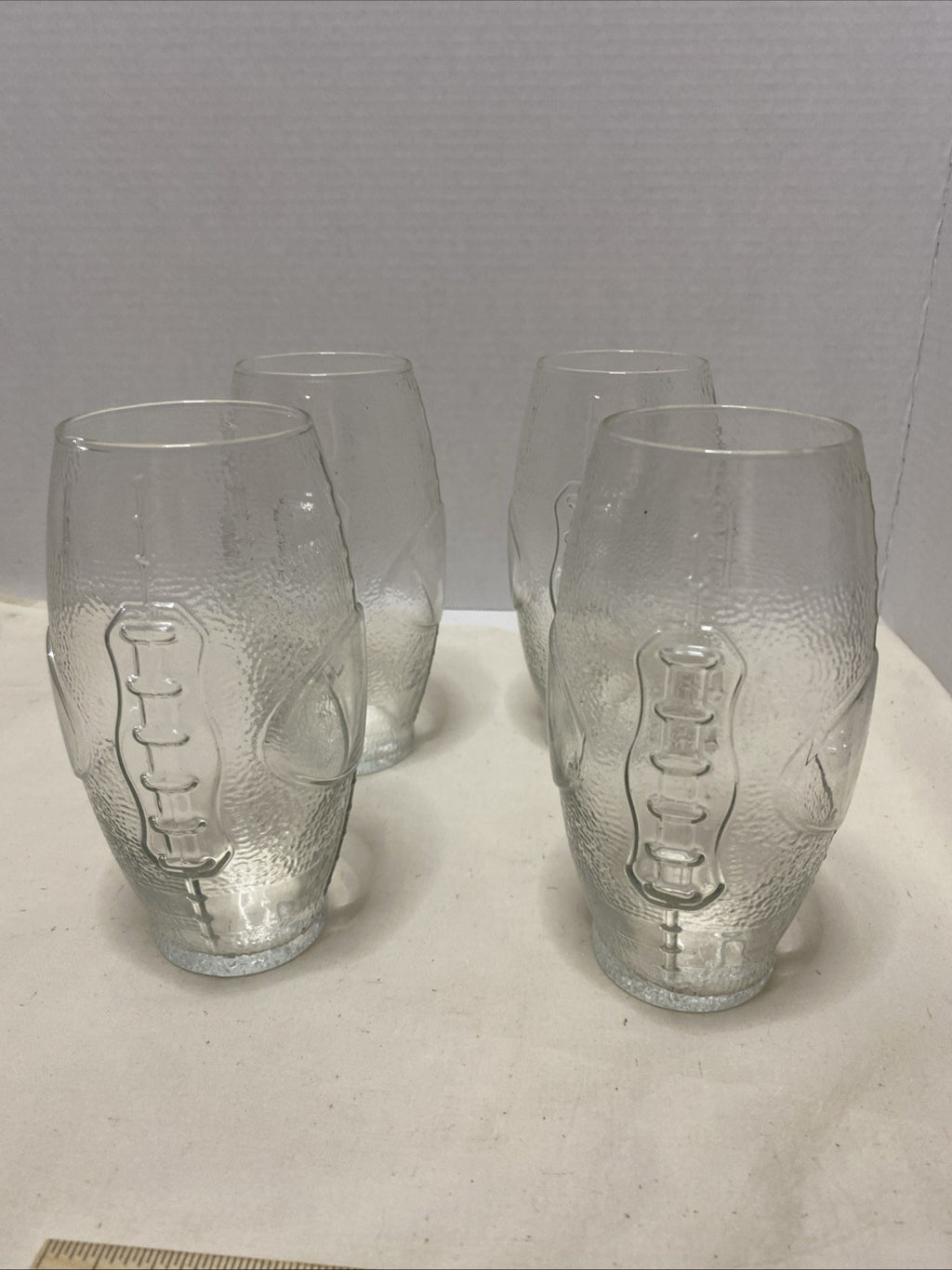 Football Shaped Textured Tumbler Glasses Set Of 4
