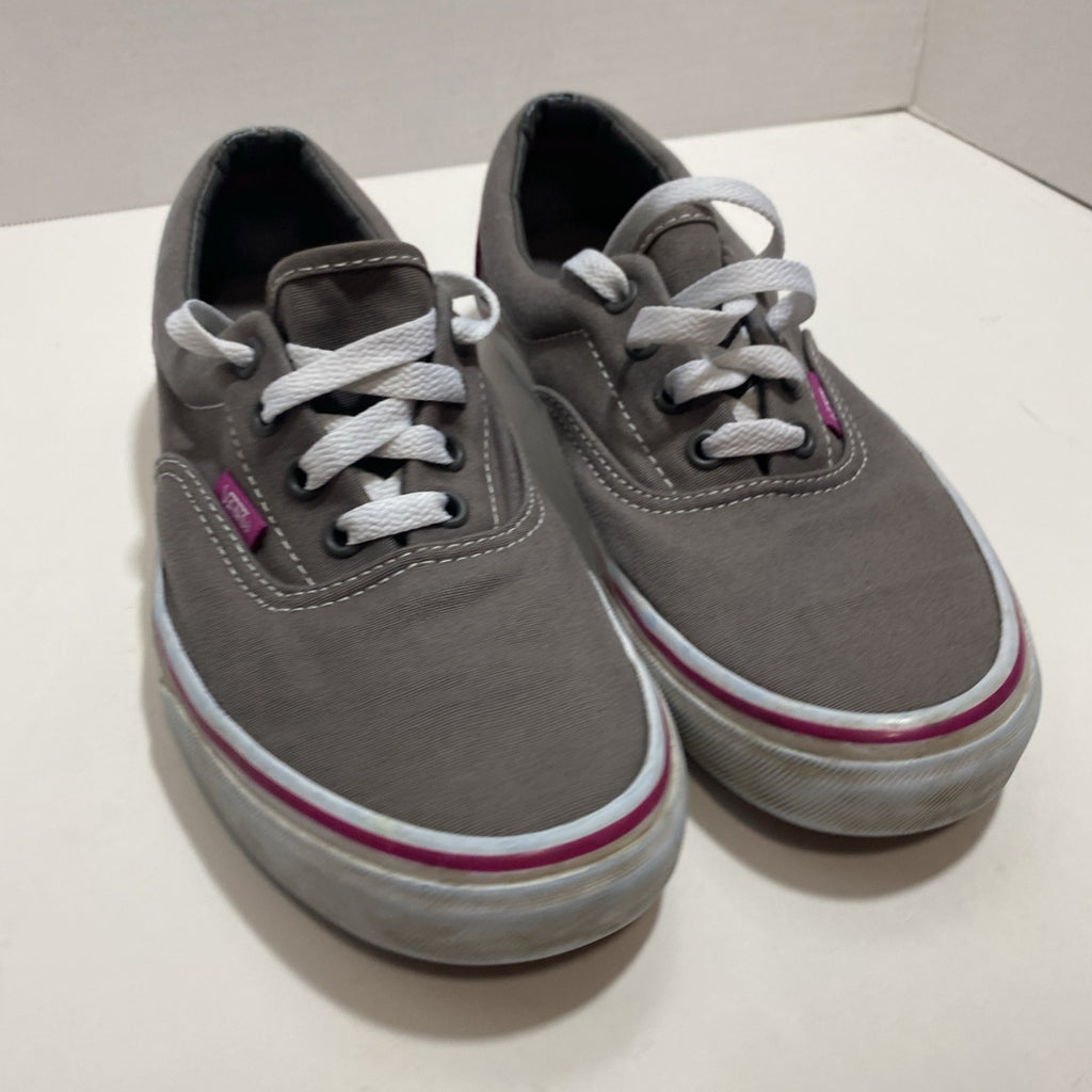 Pink And Grey Low Top Athletic Vans. Men 6 Women 7.5