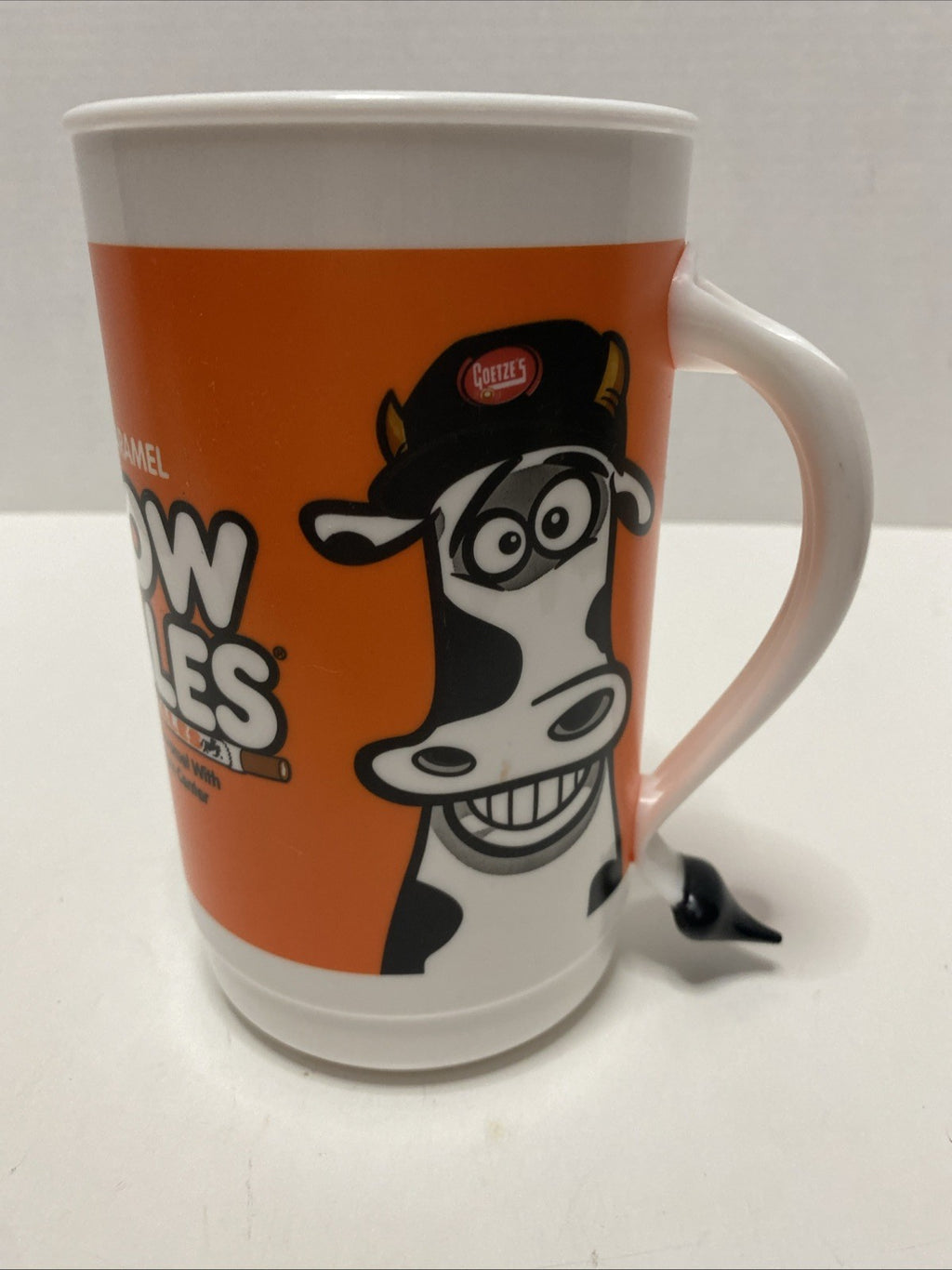Vintage Cow Tails Candy Orange Plastic Mug