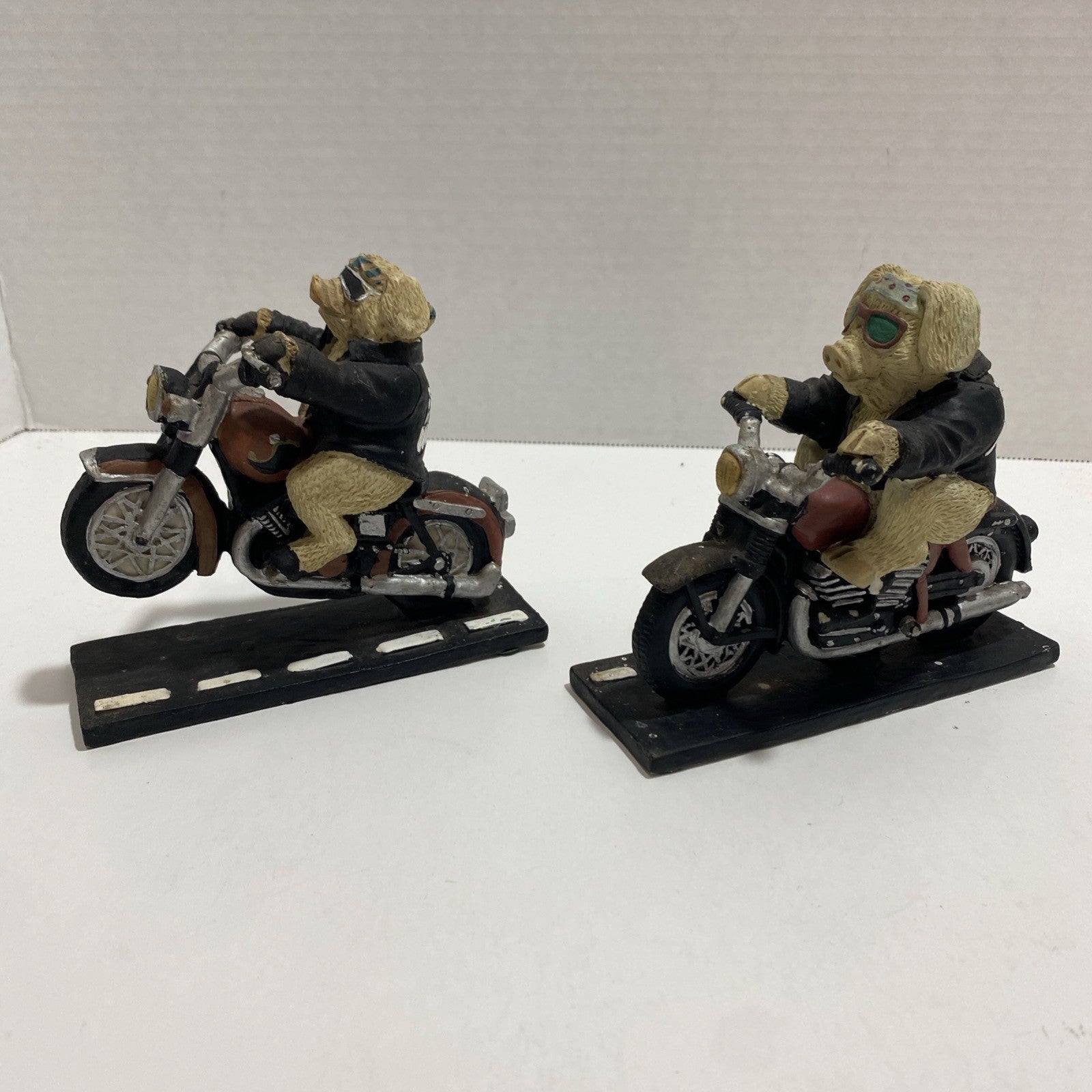 Lot of 2 Young’s Hog/Pig on A Motorcycle Figurine Statue Harley Davidson