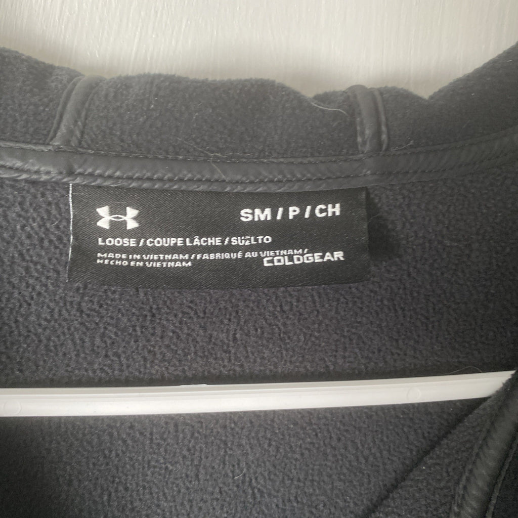Under Armour Fleece Full Front Zip Jacket Spell-Out Back ~ Women's Small W/ Hood