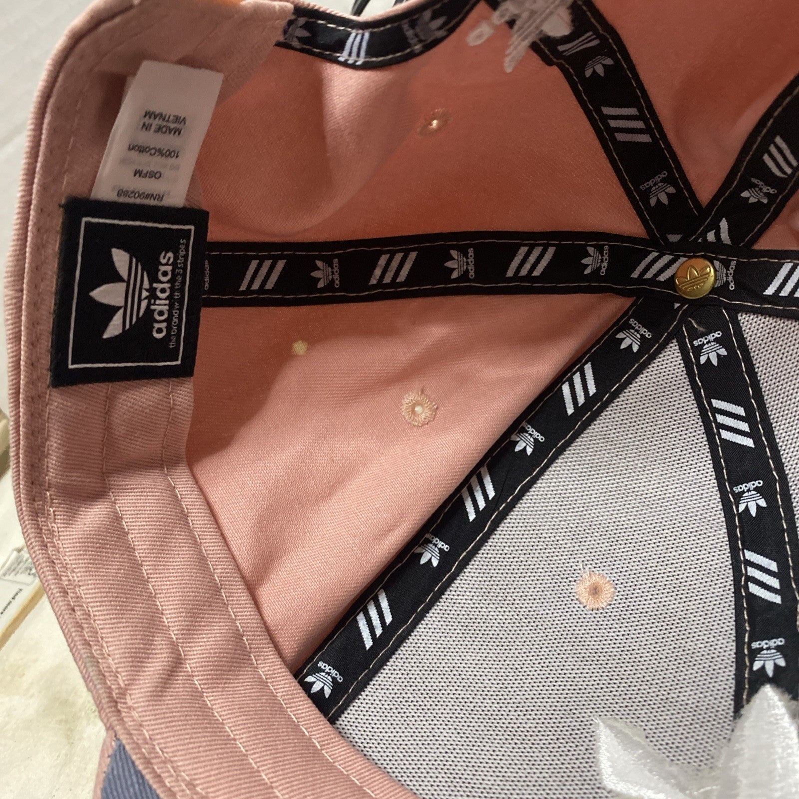 Adidas Womens Strap Back Baseball Cap Adjustable Osfw Pink White Trifoil 