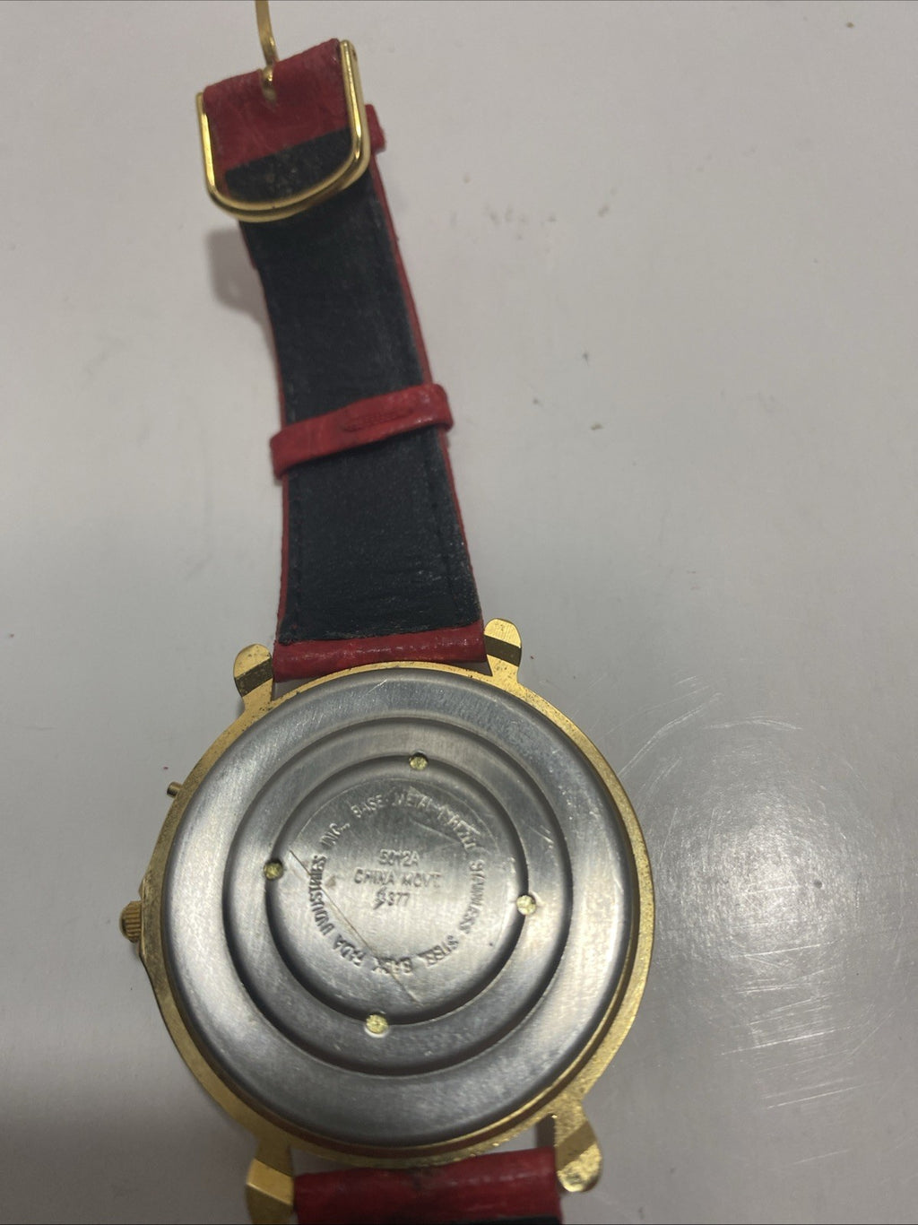 Vintage Christmas watch red band needs battery