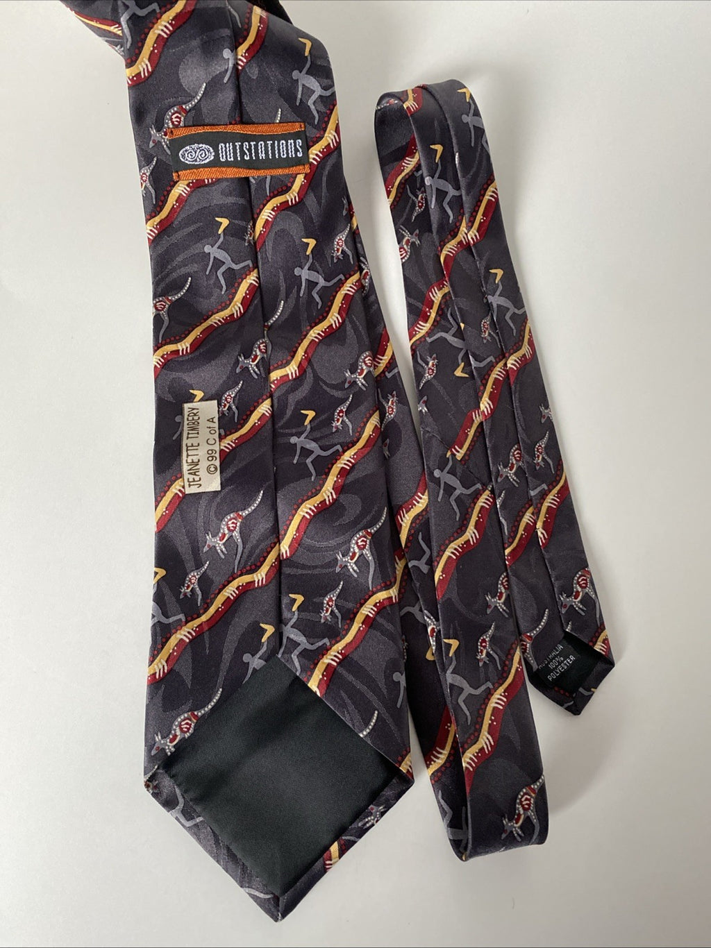 OUTSTATIONS TIE JEANETTE TIMBERY AUSTRALIAN ABORIGINAL ARTIST ART KANGAROO