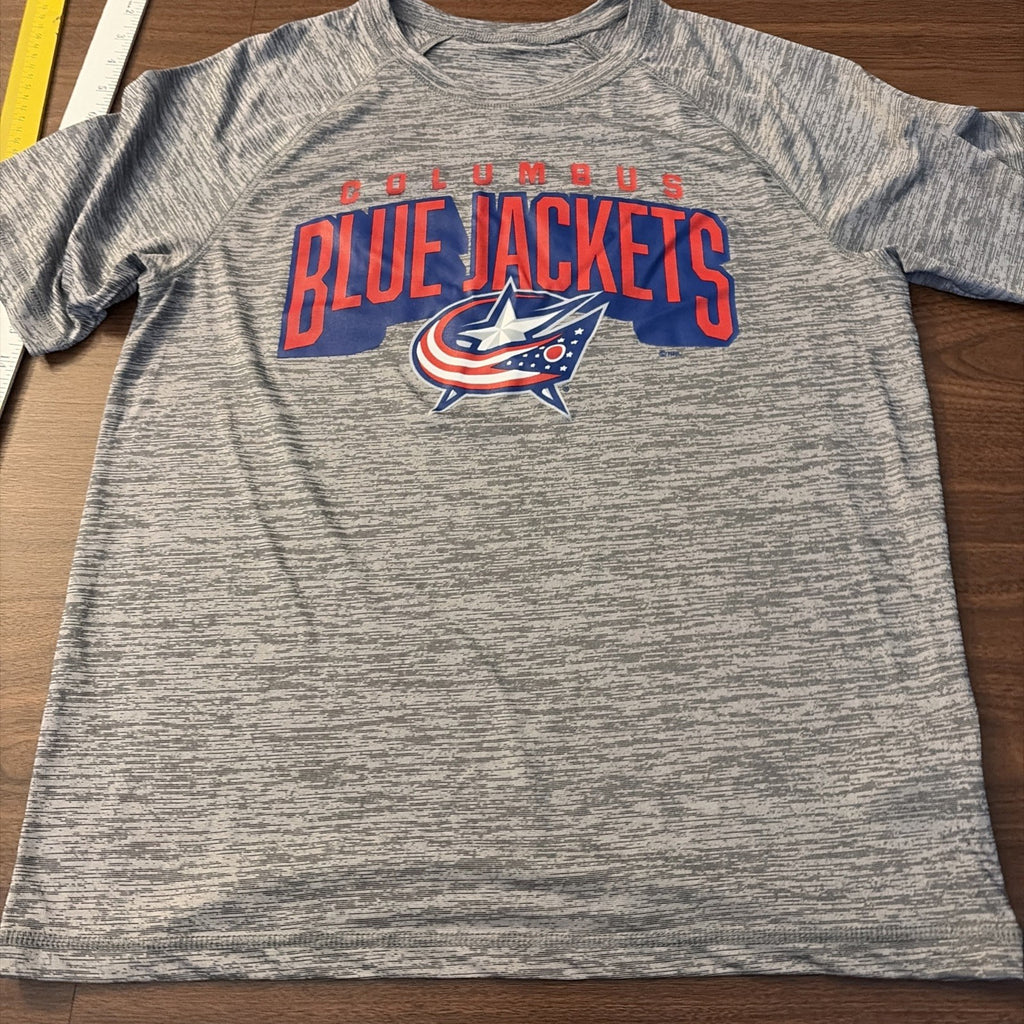 Nhl Columbus Blue Jackets Men’s Medium Sweat Wicking Gray Short Sleeve Shirt