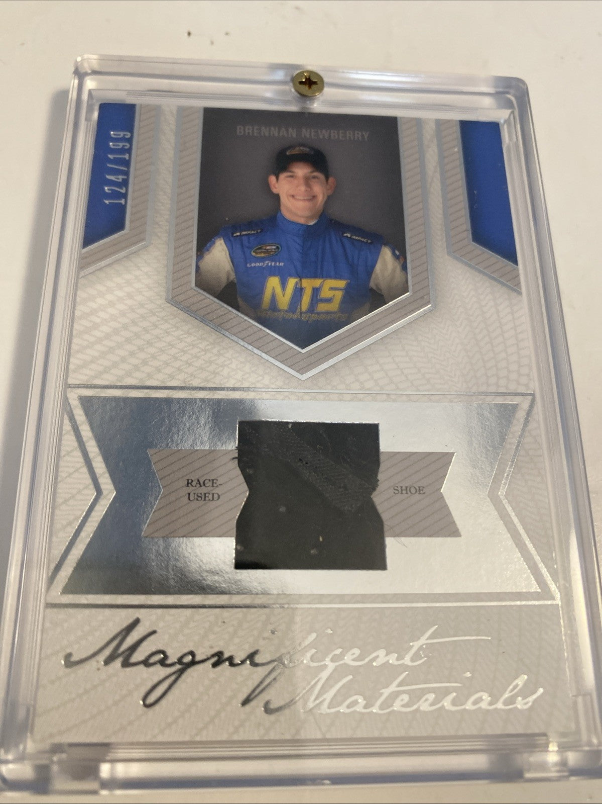Brennan Newberry Press Pass Magnificent Materials 2013 Card MM-BN Race-Used Shoe