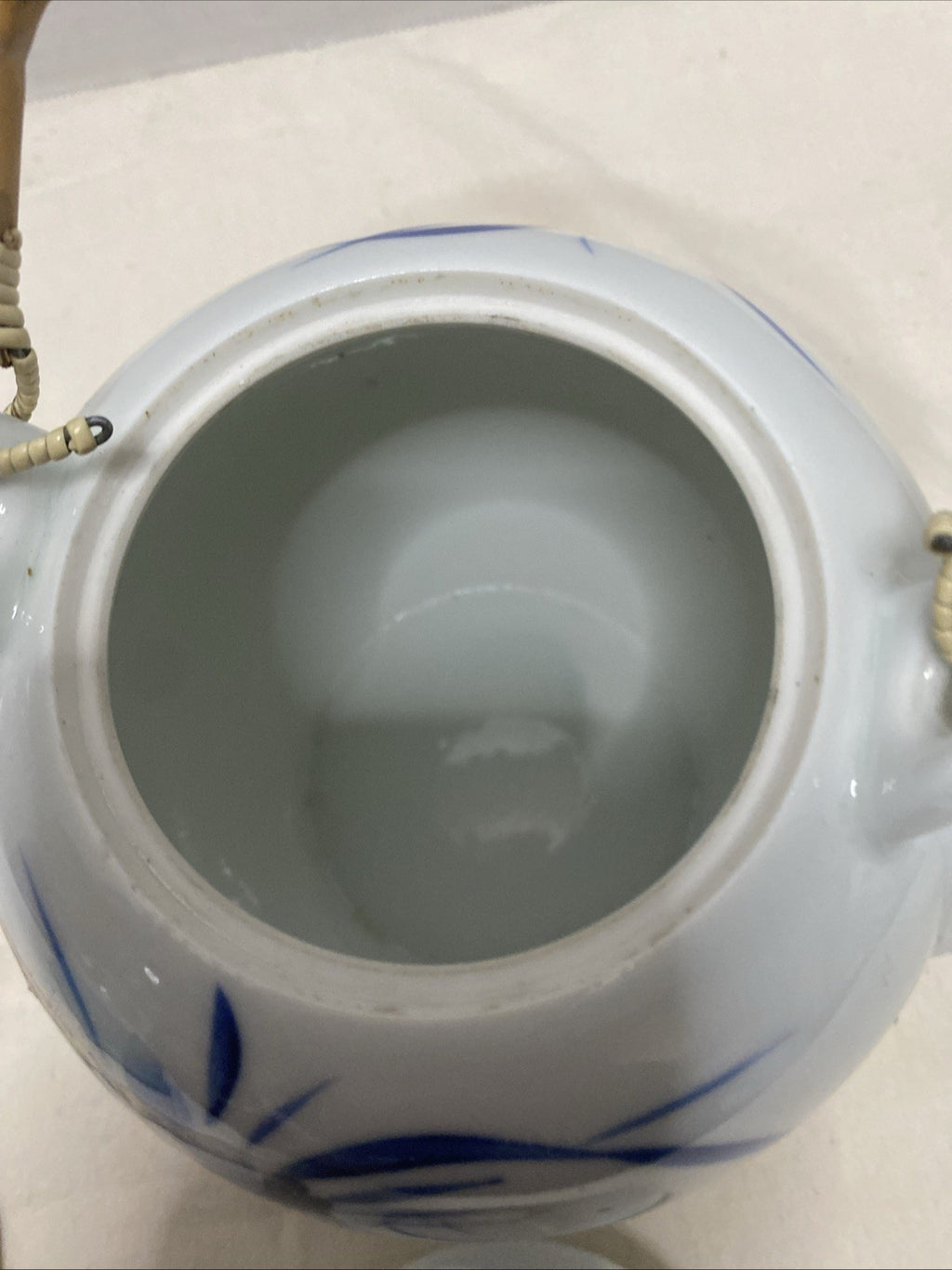 Oriental Blue Bamboo Flower  Teapot