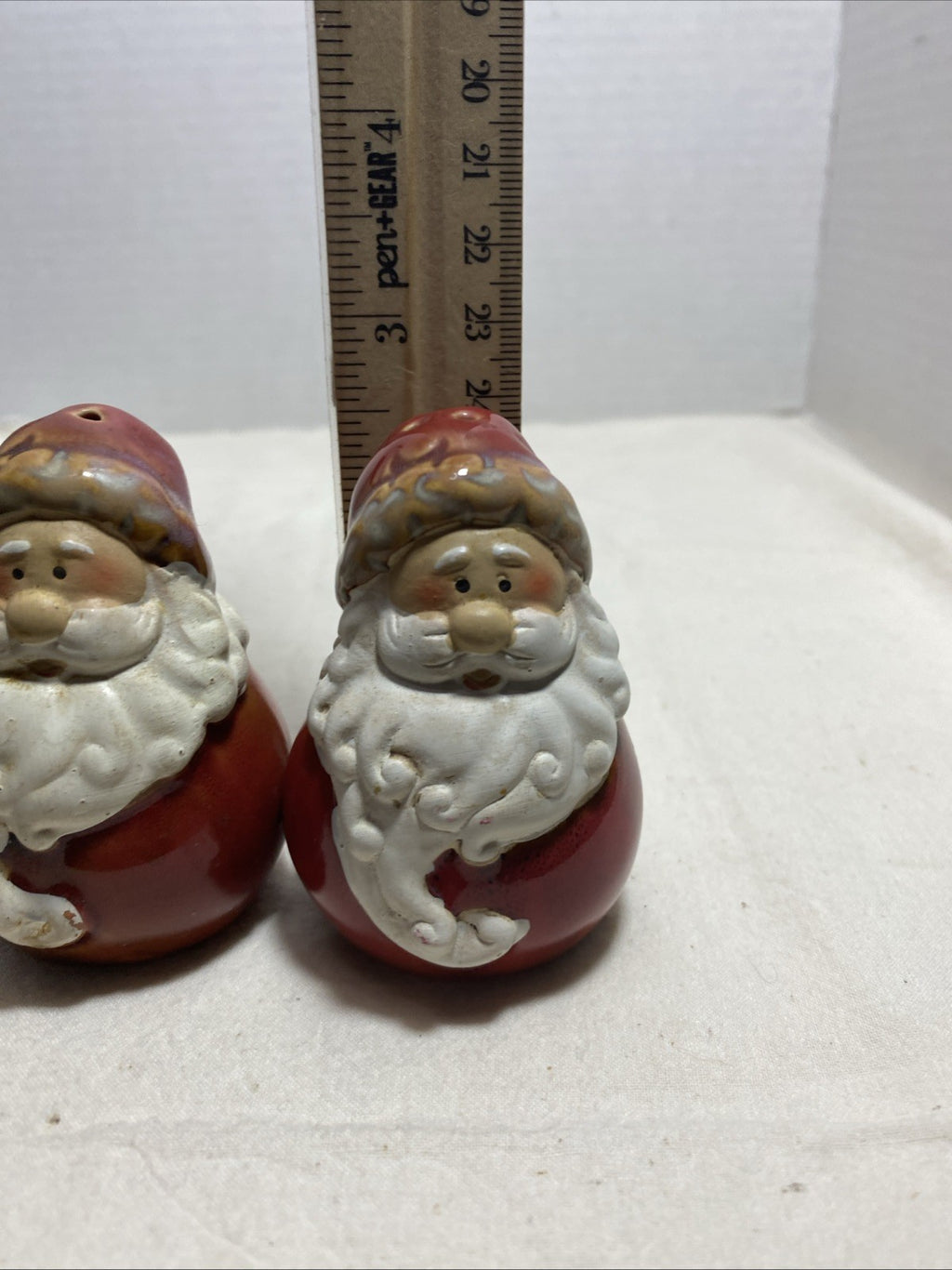 Santa Salt and Pepper Shakers Red Glaze Vintage