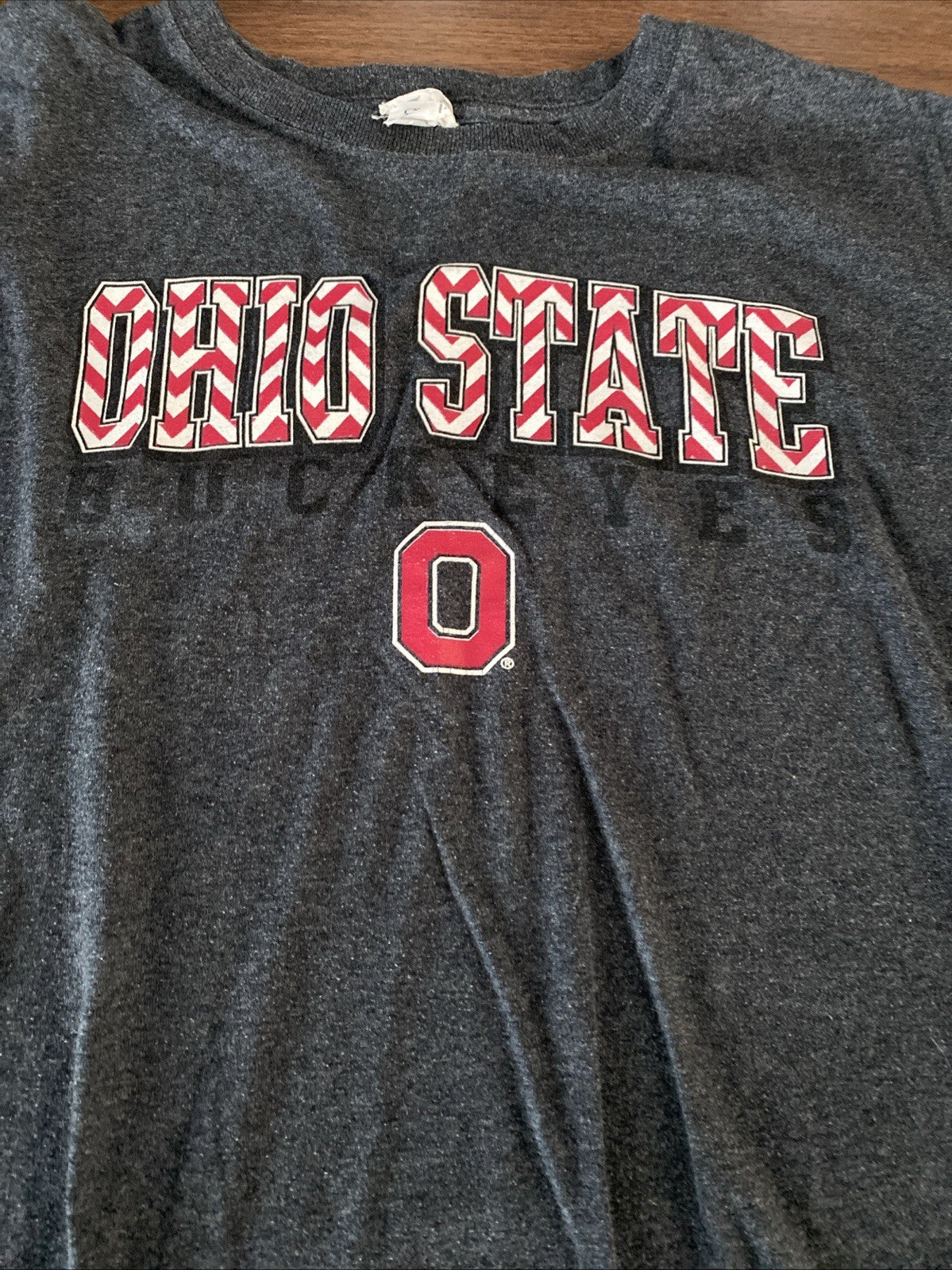 Amber Ohio State buckeye shirt red white stripe