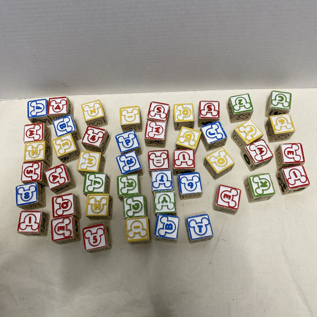 MICKEY MOUSE DISNEY 47 Pieces Wood Wooden ABC Alphabet Blocks
