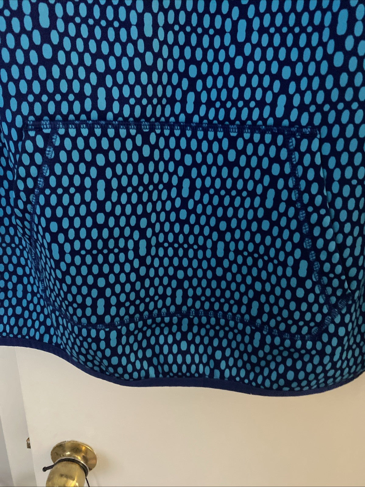 NIKE WOMEN HOODIE L NAVY & AQUA POLKA DOT Therma-Fit Fleece Sweatshirt