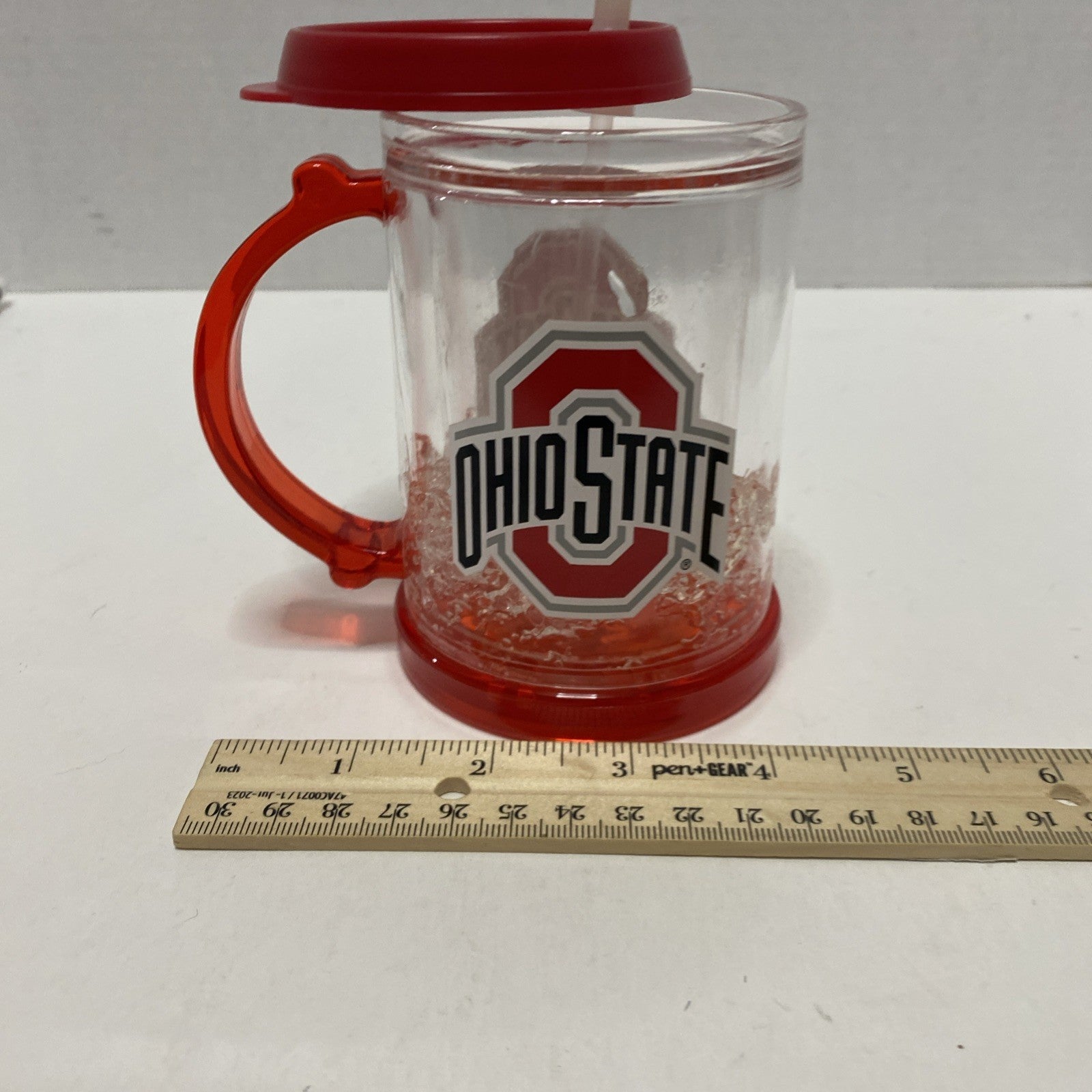 Duck House Sports Ohio State Buckeyes NCAA Frosted Plastic Mug Cup With Straw