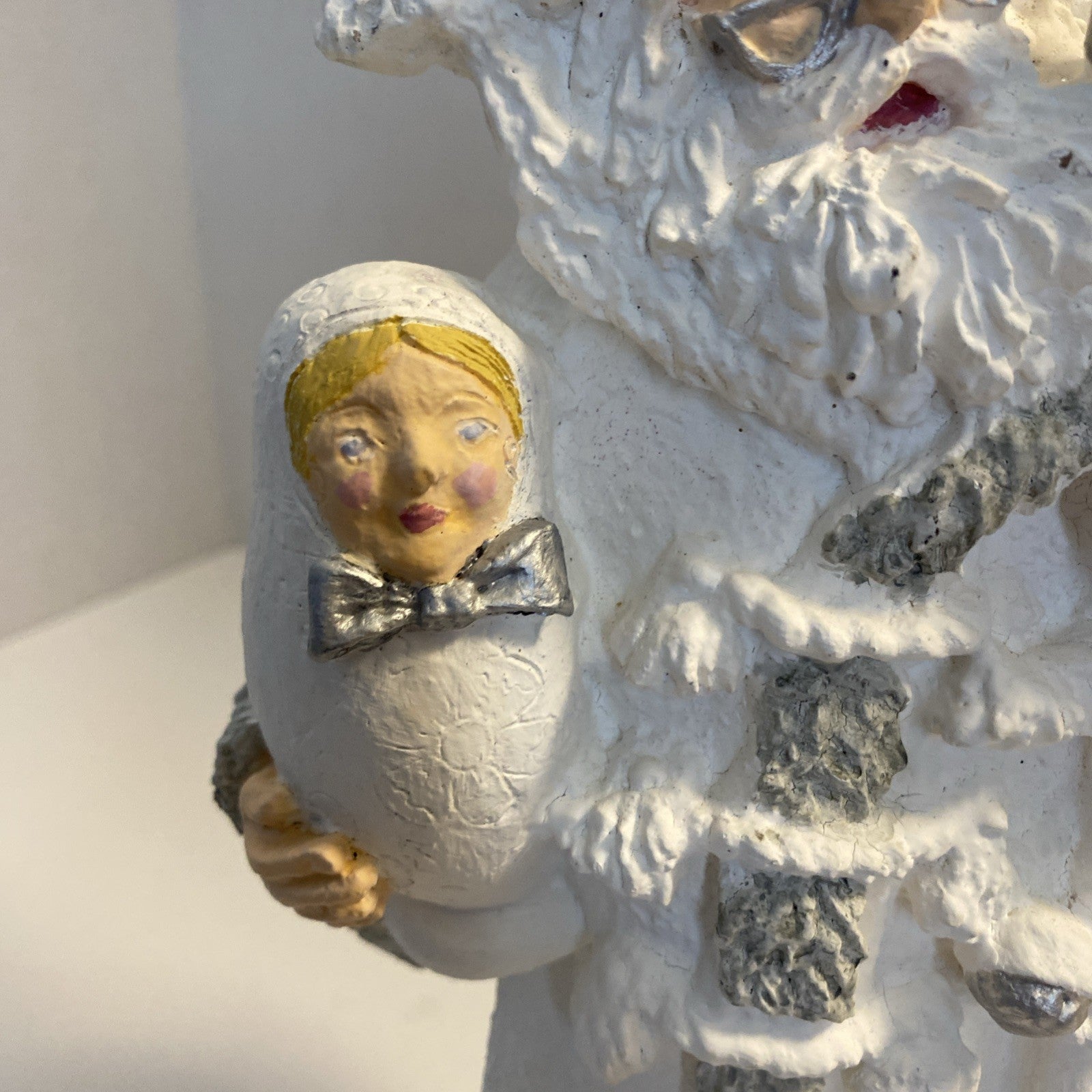 Santa Resin Figurine 12” Christmas Vintage statue with baby new year