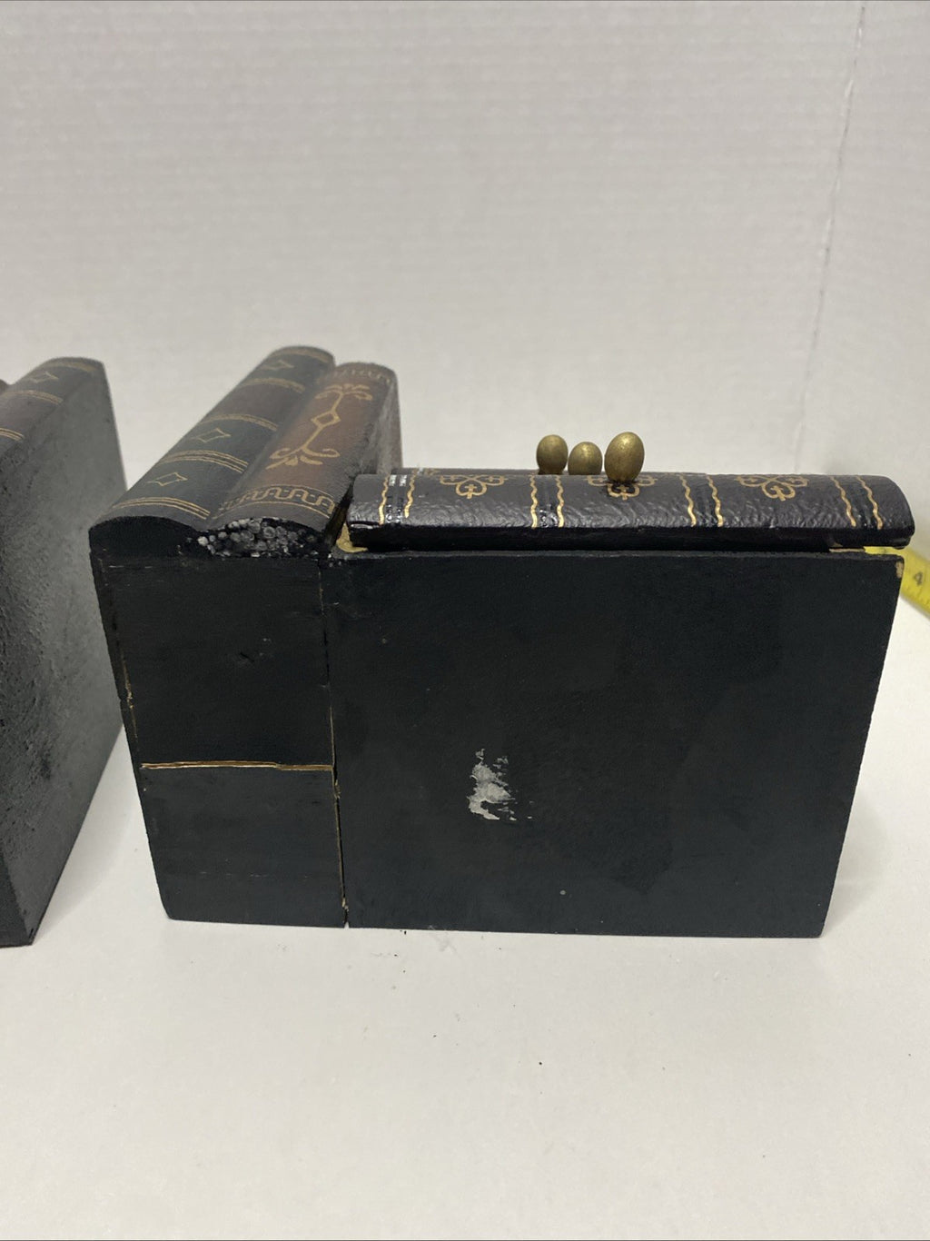 Vintage Home Interiors Wooden Stacked Books Bookend Set With Drawers See Pics