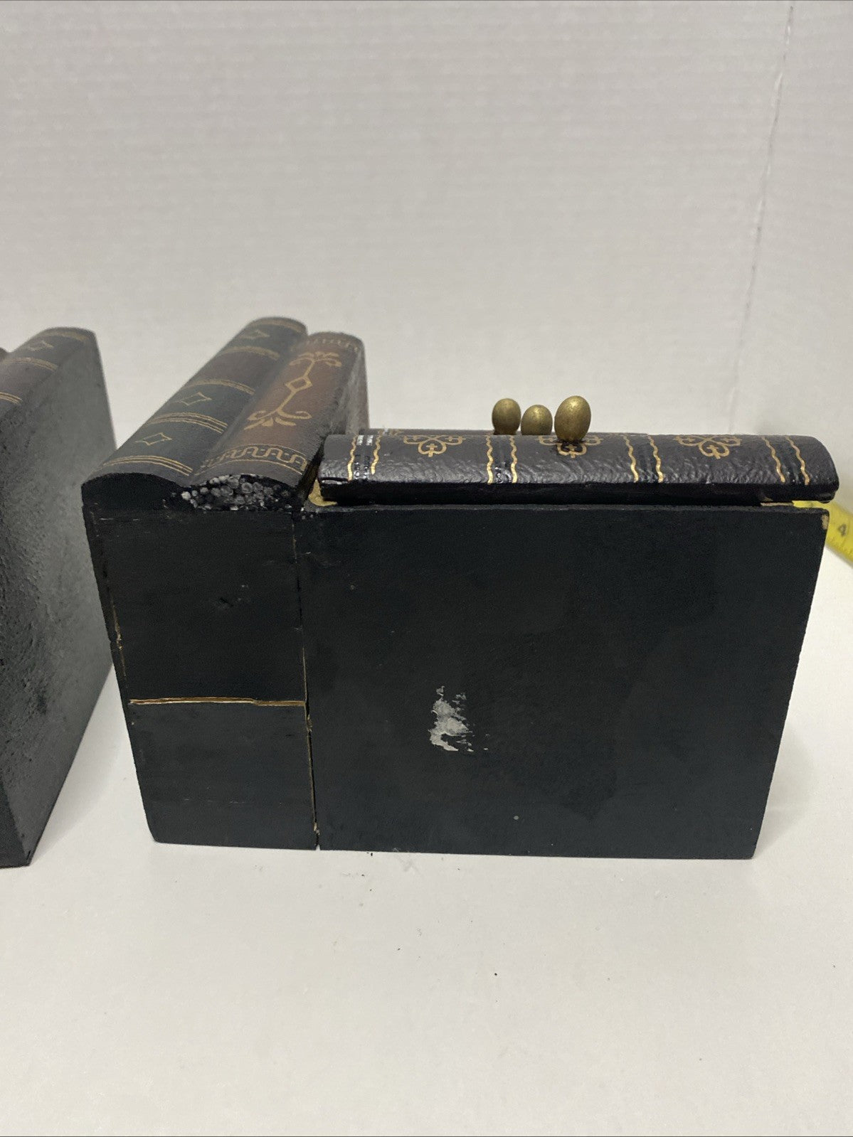 Vintage Home Interiors Wooden Stacked Books Bookend Set With Drawers See Pics