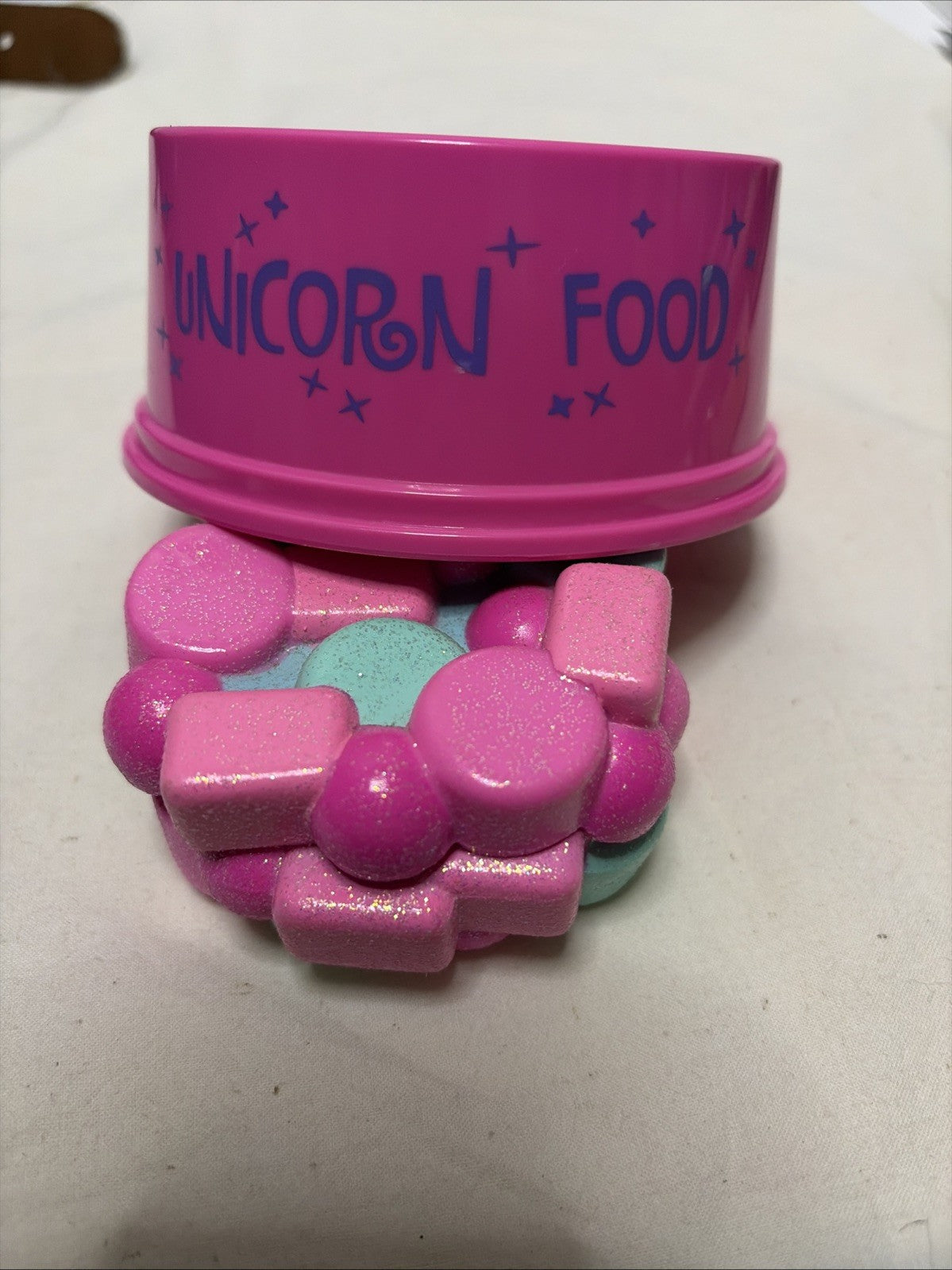 Build A Bear Unicorn Food Bowl + Food Toy Pink Purple Blue WITH Sparkling FOOD