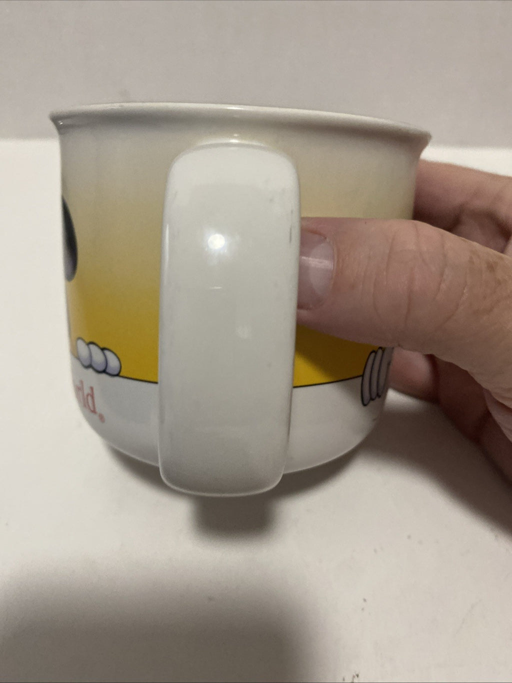 Disney Mickey Mouse Coffee Mug Yellow White Black Interior WDW Ceramic