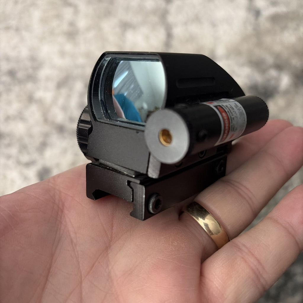 Lancer Tactical Picatinny 4 Reticle Red Dot Reflex Sight w/ Green Laser