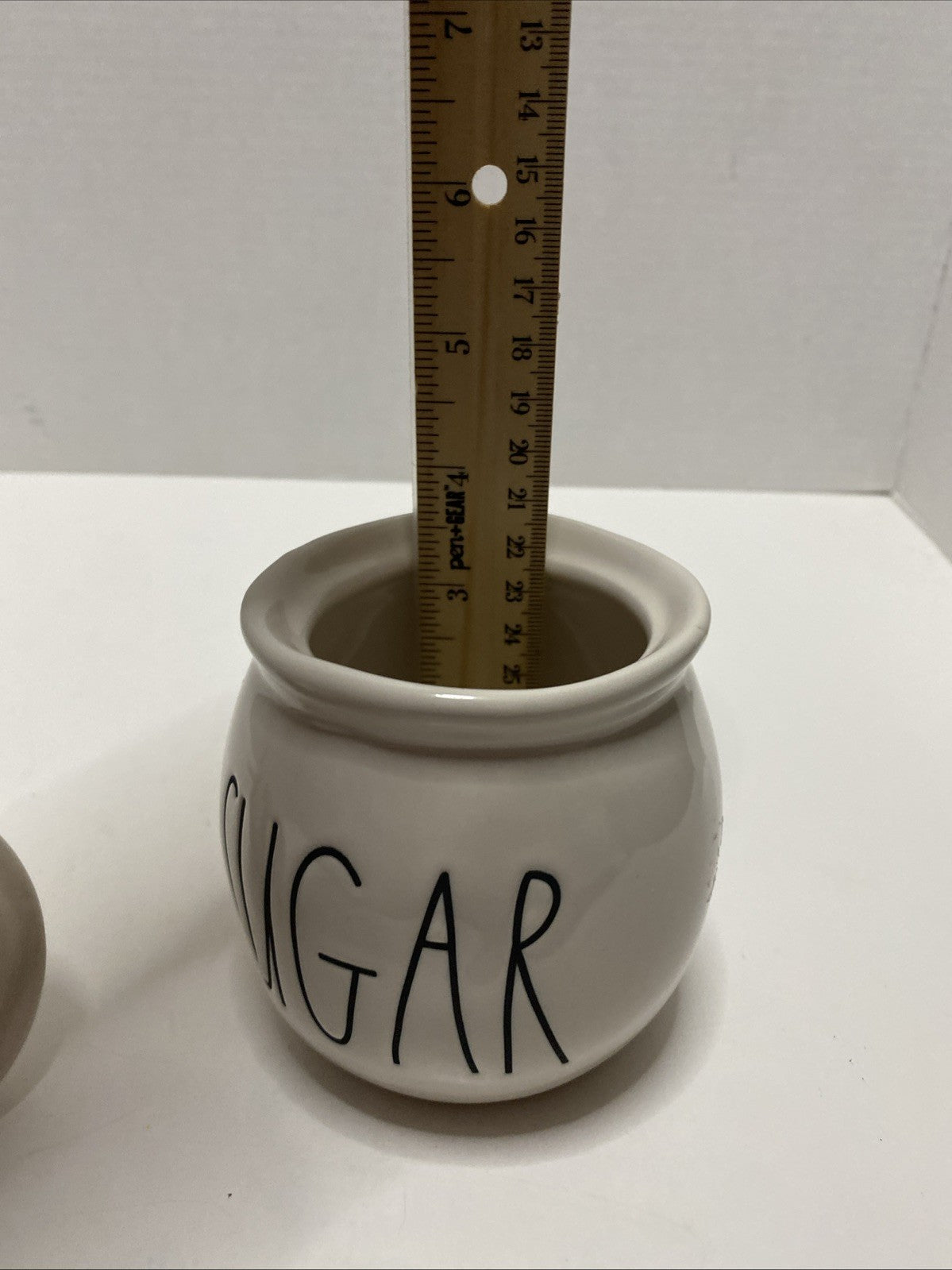 Rae Dunn Sugar Bowl "Sugar" with lid Approx. 4" tall warm white