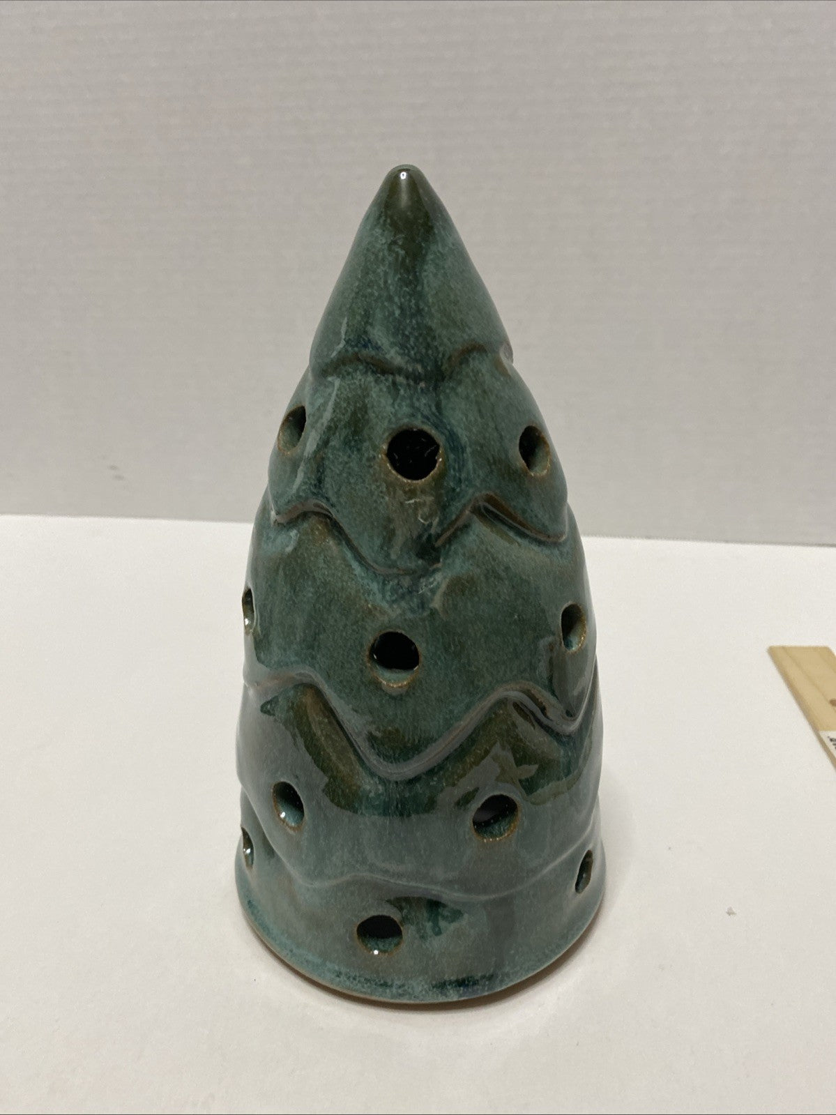 Pottery Whimsical Christmas Tree Lantern Candle Holder Decor Art Studio Pottery