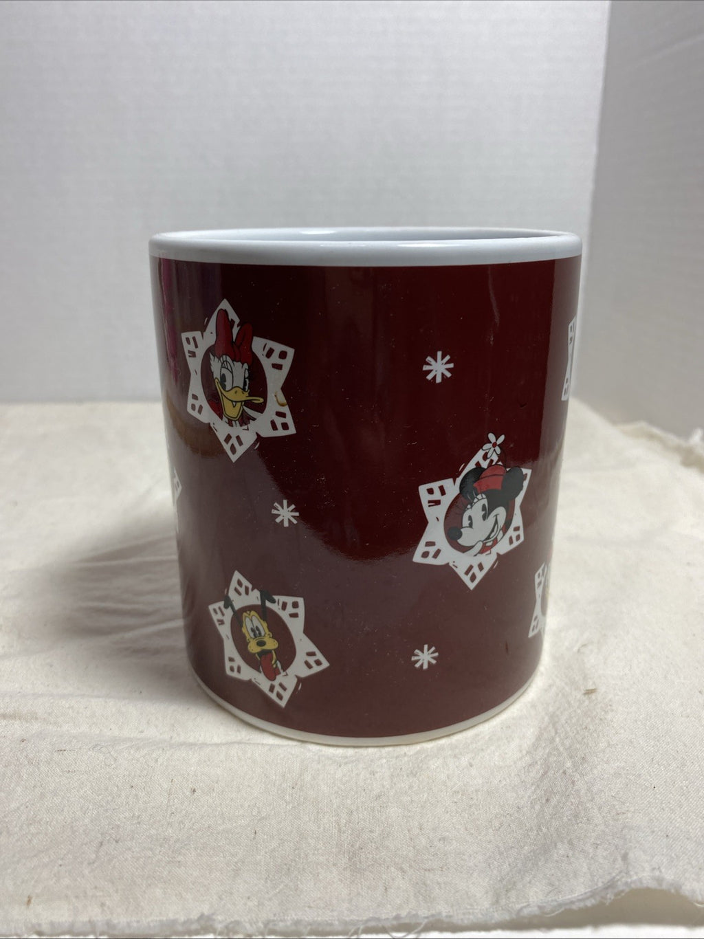 Disney Christmas Mug Mickey Snowflakes Donald Duck Goofy