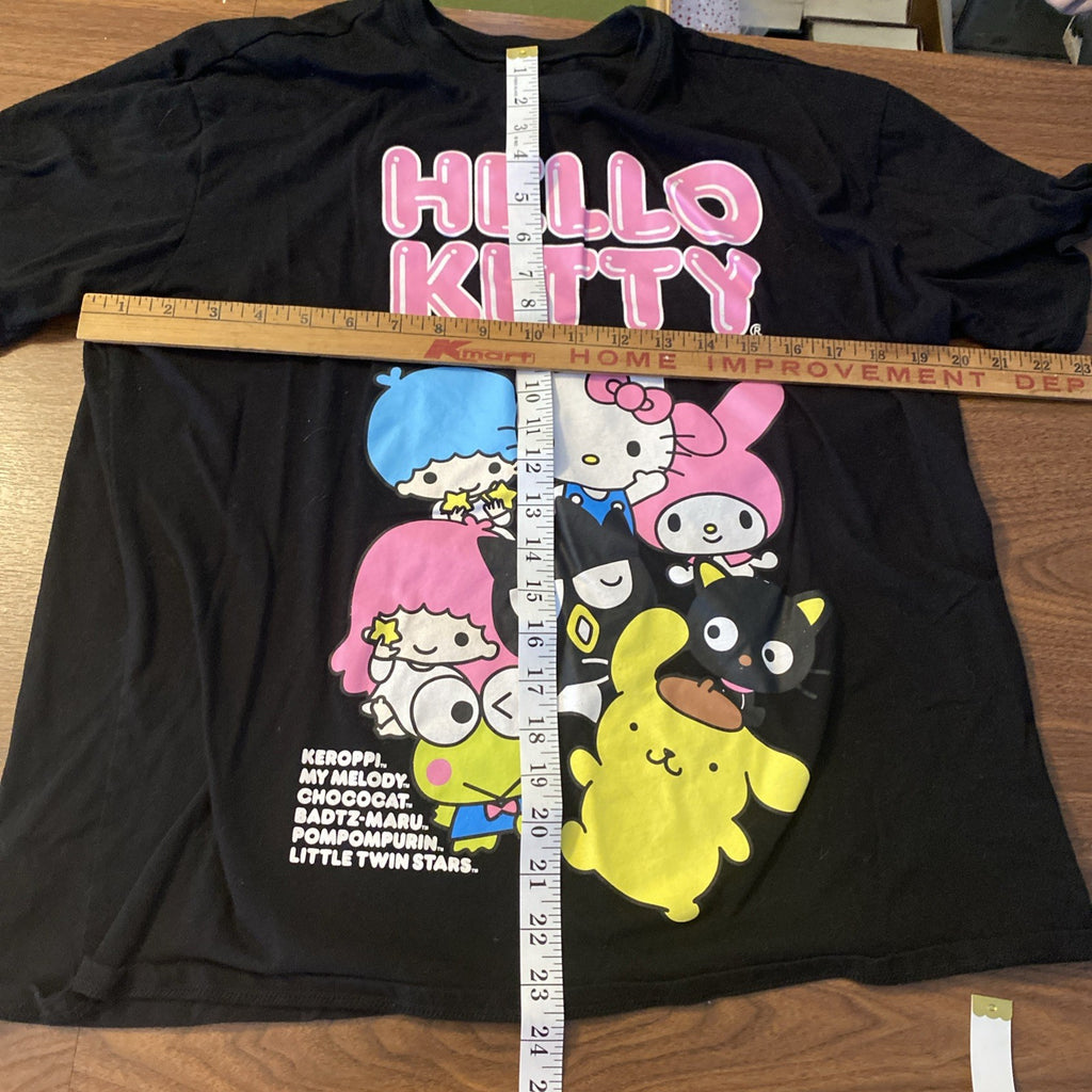 Hello Kitty Friend T-shirt Top Black Sz XL Hybrid Juniors GUC Cotton Blend Pink